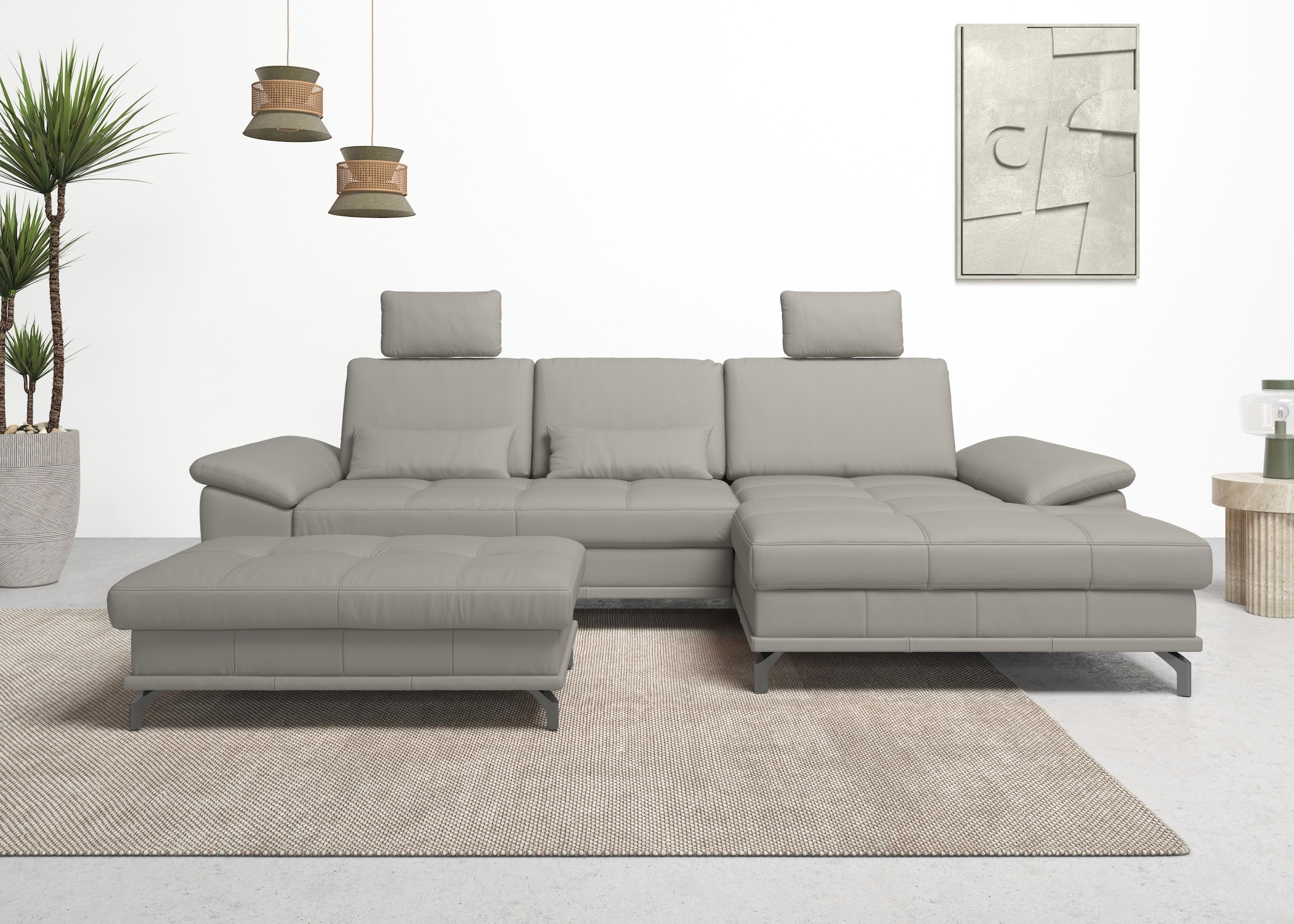 OTTO home Ecksofa "Costello L-Form, B: 301cm, Sitztiefen & Armteilverstellung, Federkern" 3 Nierenkissen, optional Schlaffunktion & Bettkasten