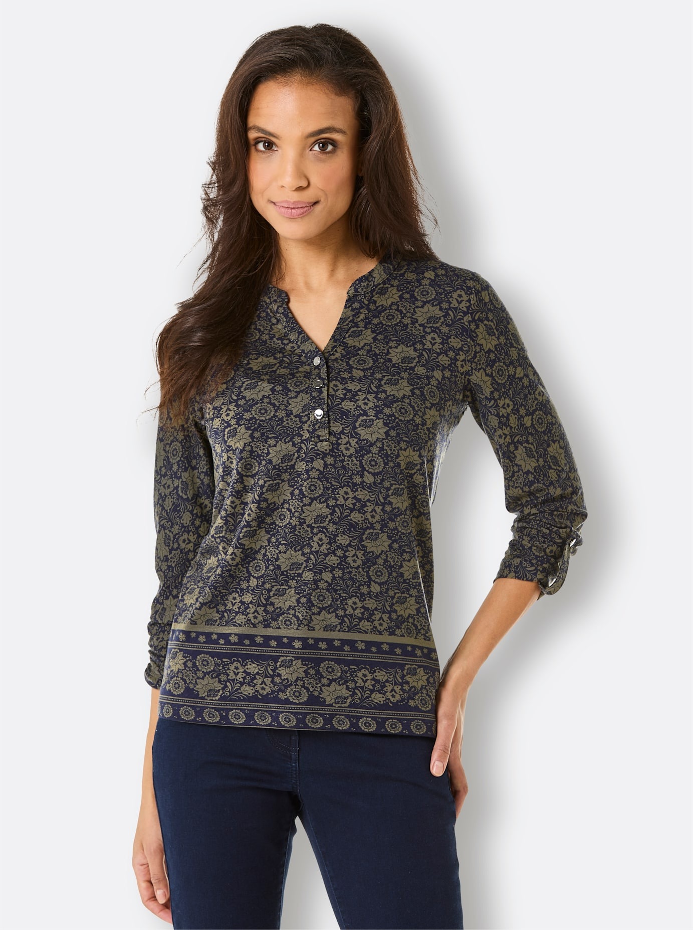 CREATION L PREMIUM Langarmshirt "Lyocell-Shirt" 1 Stk. tlg. günstig online kaufen