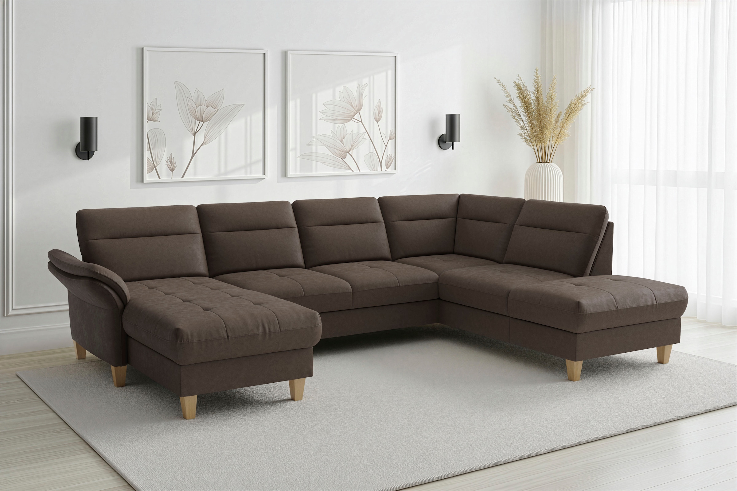 sit&more "Pamela U-Form, B: 292 cm, optional Schlaffunktion & Bettkasten" mit Federkern