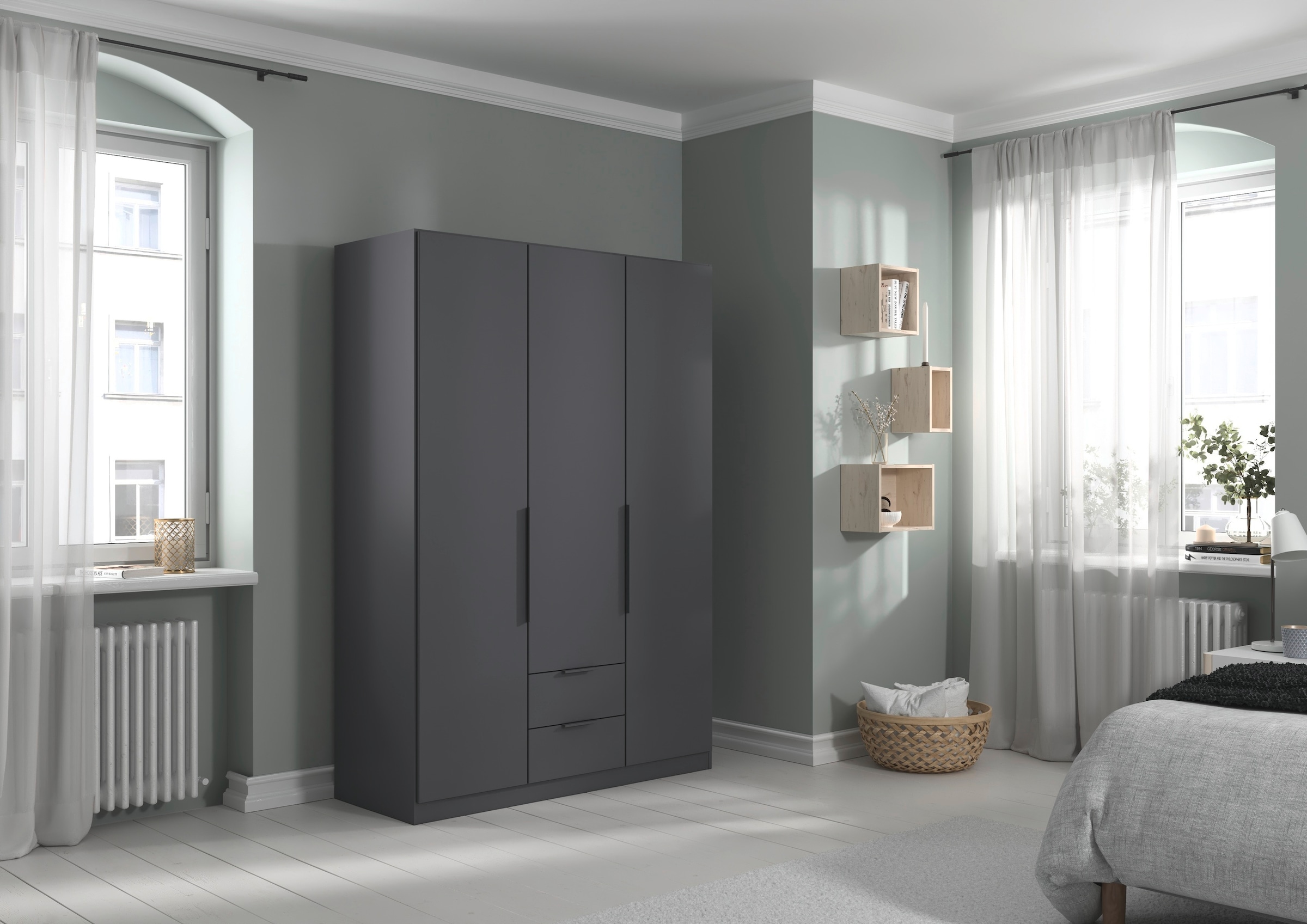 rauch Drehtürenschrank »Kleiderschrank Schrank Garderobe KREFELD optional mit Spiegel«, mit 3 Griff-Varianten, inkl. praktischen Schubladen MADE IN GERMANY