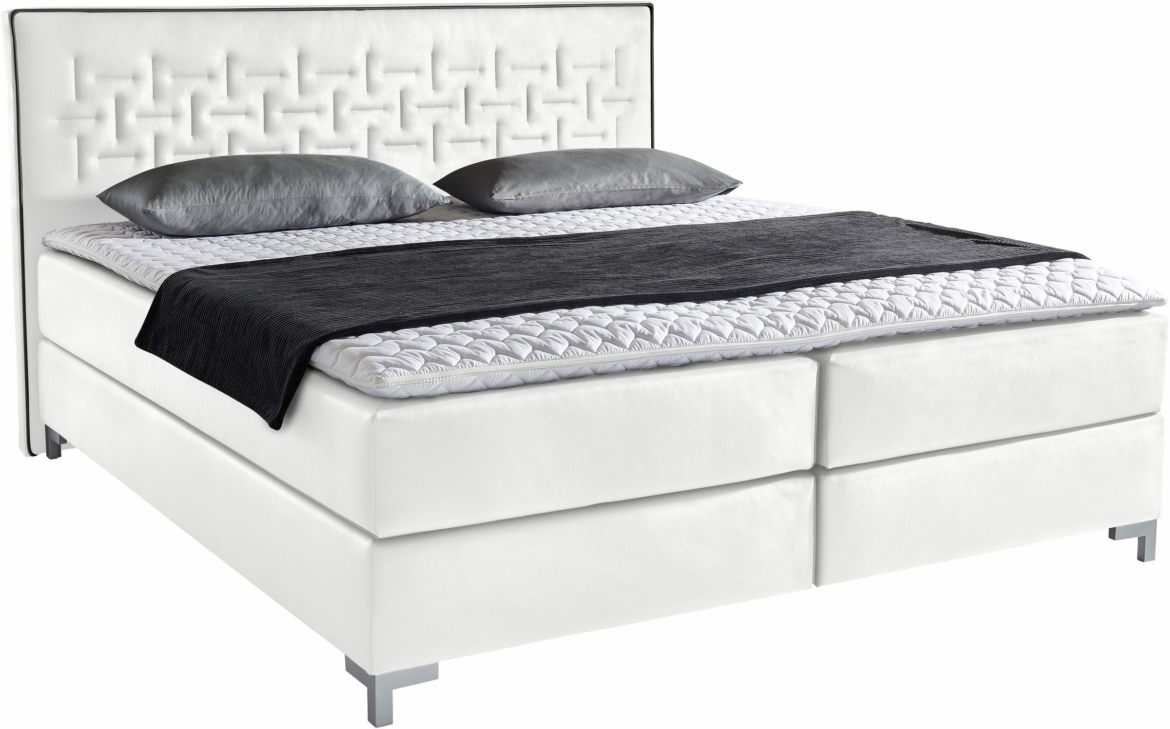 INOSIGN Boxspringbett »Coos«, mit besonderer Steppung im Kopfteil, 3 Matratzenarten, 2 Härtegrade