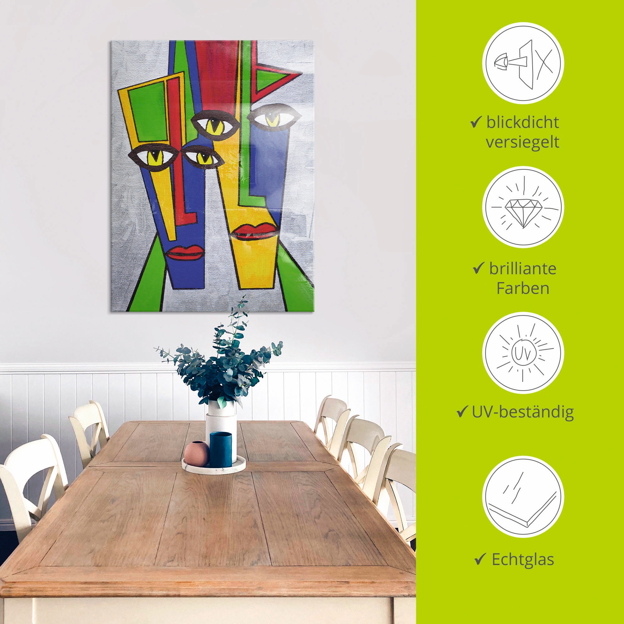 Artland Glasbild »Portrait«, Muster, (1 St.), in verschiedenen Größen