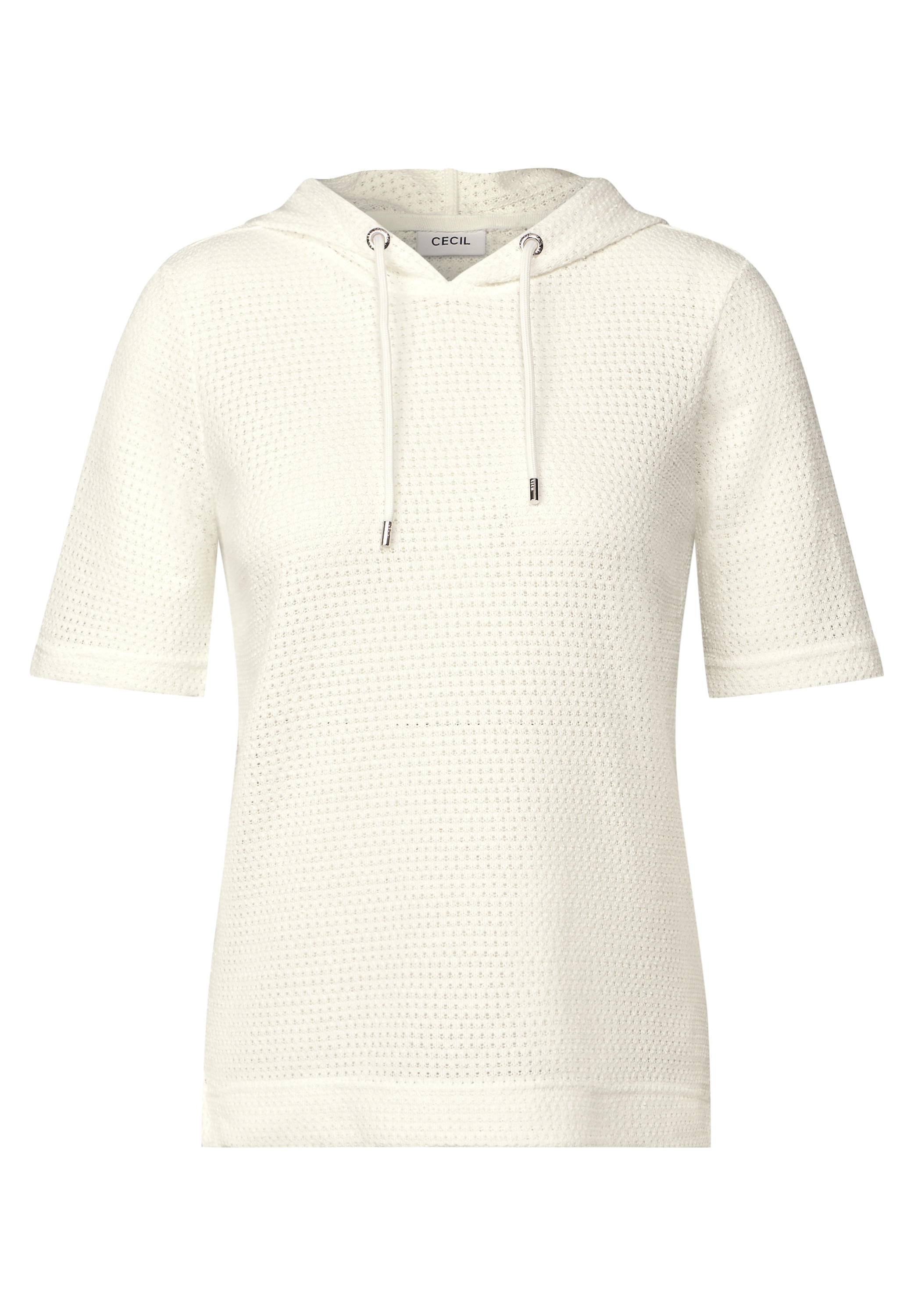 Cecil Kurzarmpullover, mit Kapuze und in Strick-Optik