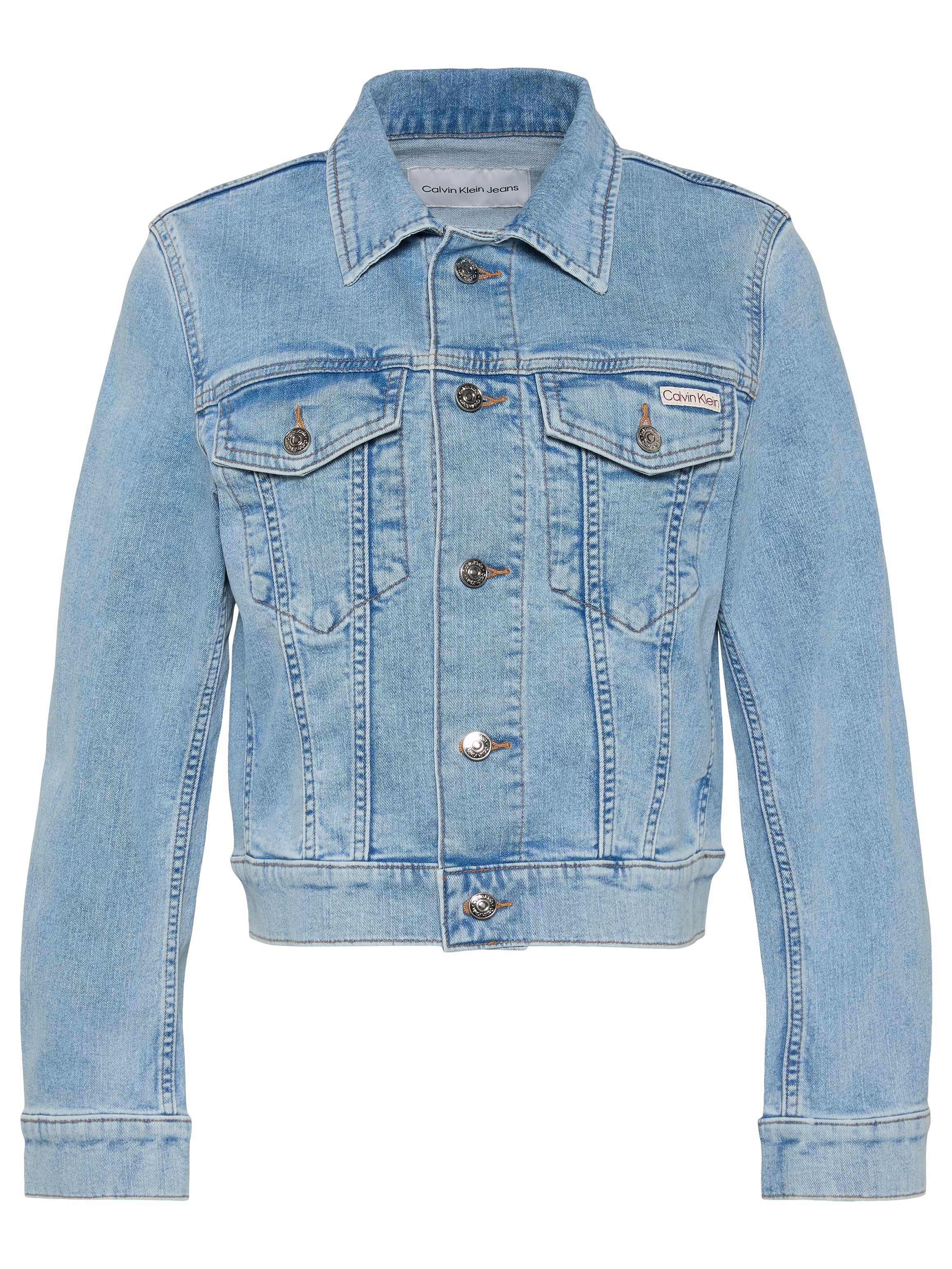 Calvin Klein Jeans Jeansjacke »CLASSIC TRUCKER COASTAL LIGHT« ohne Kapuze Regular fit mit Rundhalsausschnitt