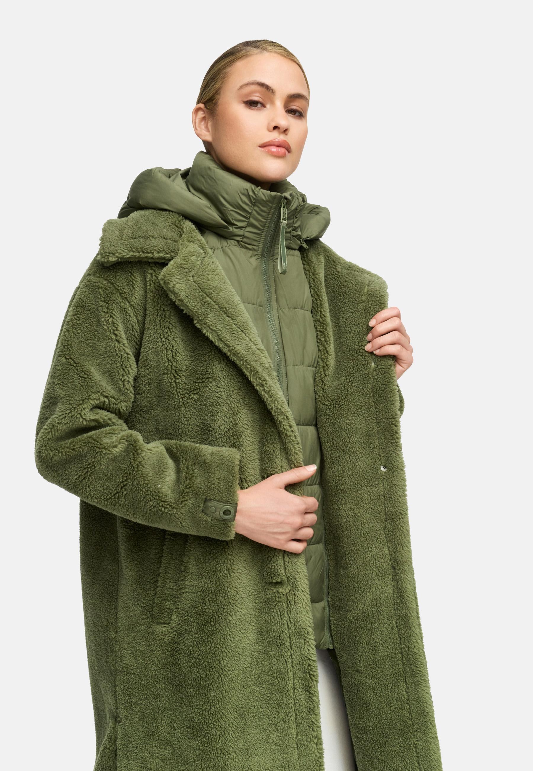 Navahoo Wintermantel »Teddyzauber 14«, Plüschmantel aus Teddyfleece mit abnehbmarem Krageneinsatz
