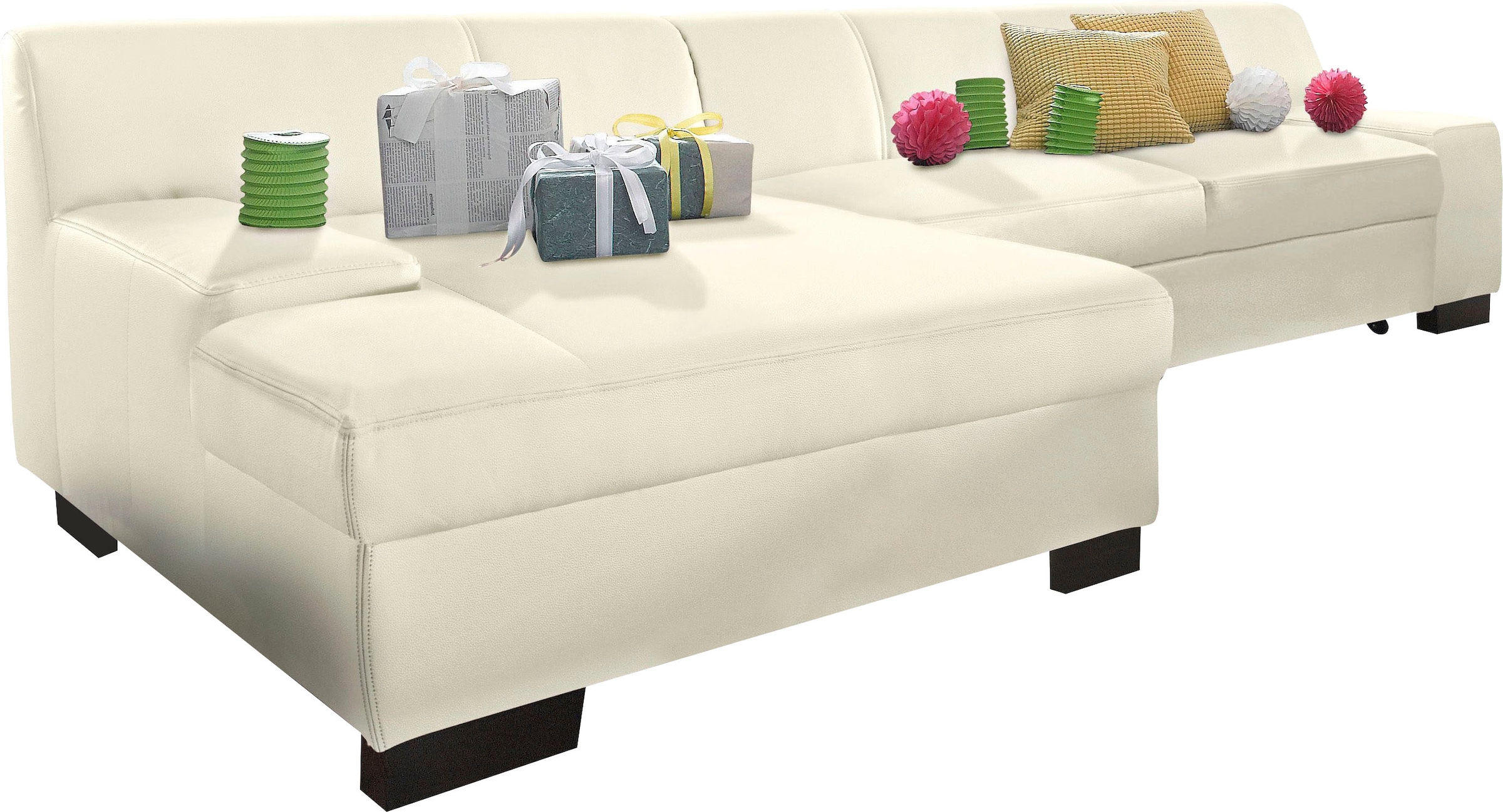 DOMO collection Ecksofa "Norma, elegant & modern, mit flachen Armlehnen, Br günstig online kaufen