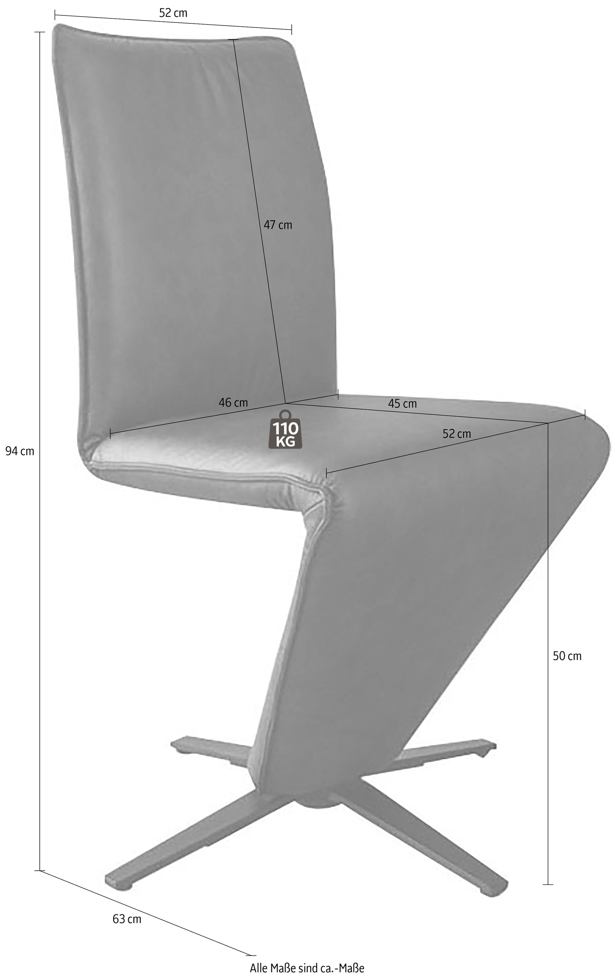 K+W Komfort & Wohnen Drehstuhl »Deseo II«, Leder CLOUD, Stuhl mit federnder  Sitzschale, Sternfuß in Metall schwarz Struktur