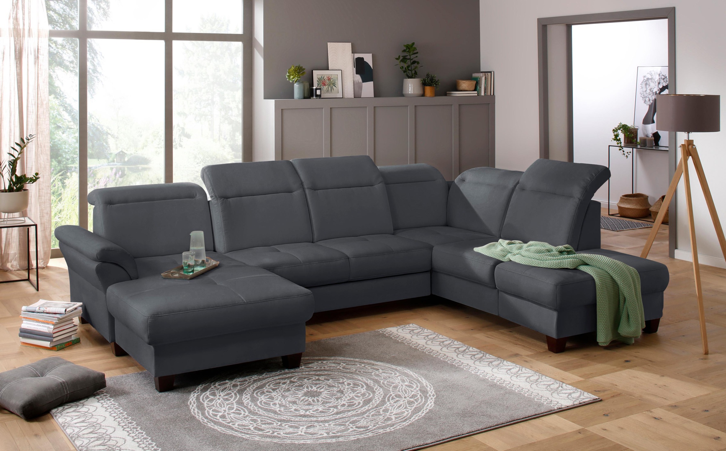 Home affaire Wohnlandschaft "Solvei U-Form" Sitztiefenverstellung und Feder günstig online kaufen