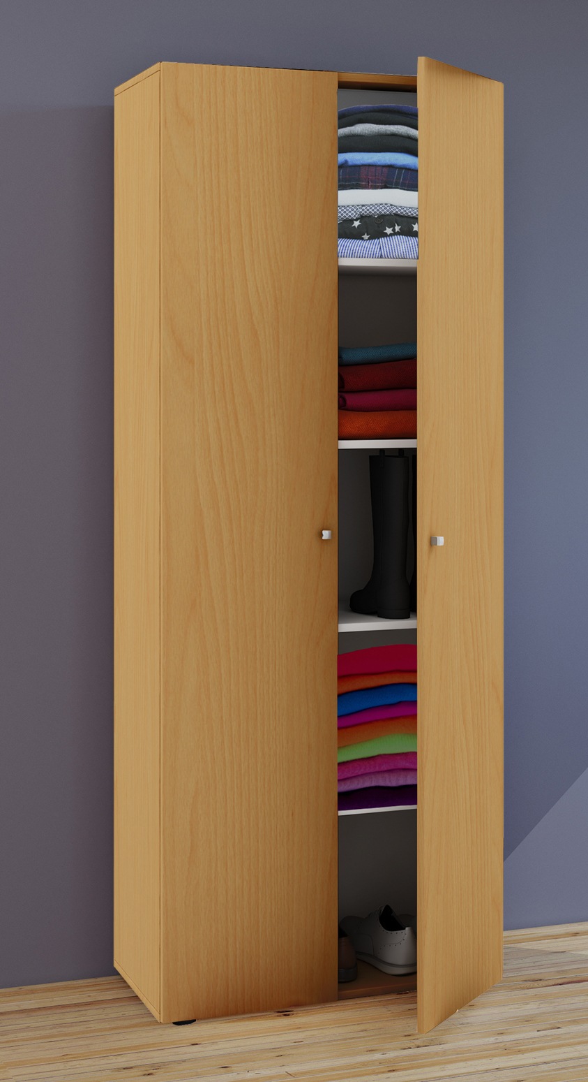 VCM Kleiderschrank »VCM Holz Kleiderschrank | 5 Fächer | Maße ca. B. 70 x H. 178 x T. 40 cm | 2 Drehtüren | erweiterbar | Schrank - Vandol«, (1 St.)