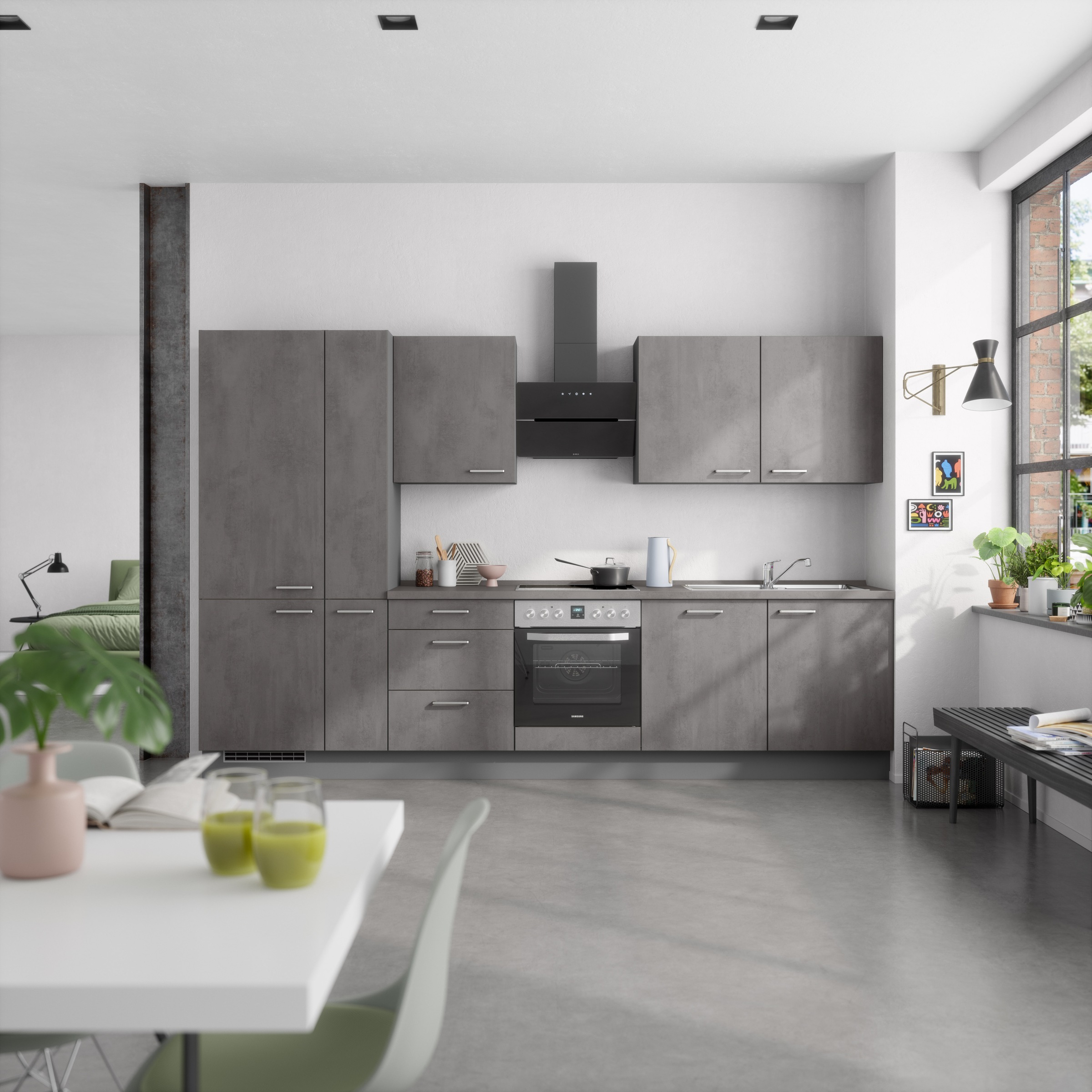 nobilia® Küchenzeile »"Riva II"«, vormontiert, Ausrichtung wählbar, Breite 330 cm, wahlw. mit E-Geräten
