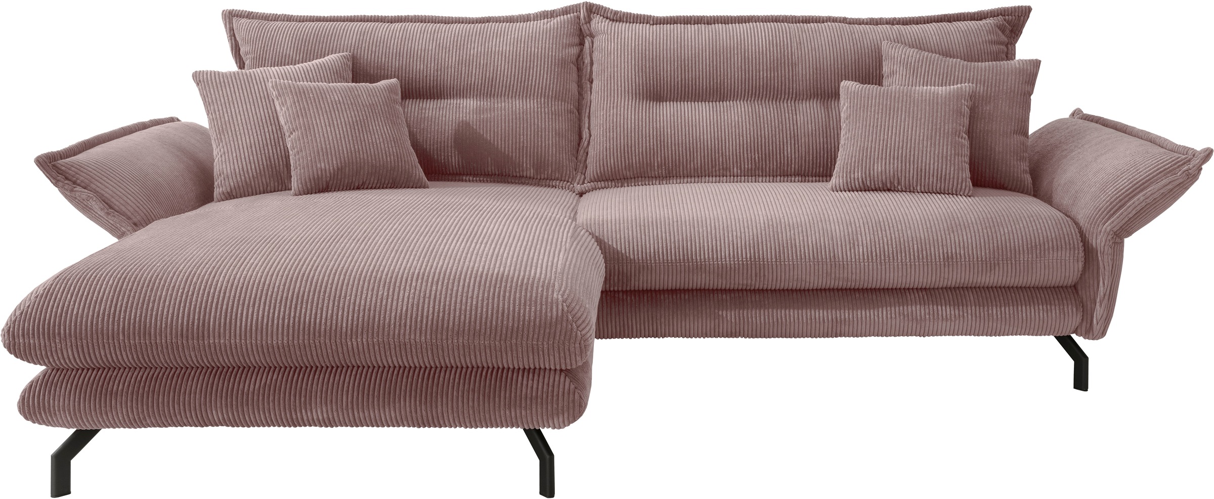 Home affaire Ecksofa »Lazio modern und bequem, schmale Armlehnen, tolle Detailverarbeitung« zwei verschiedene Fußfarben wählbar
