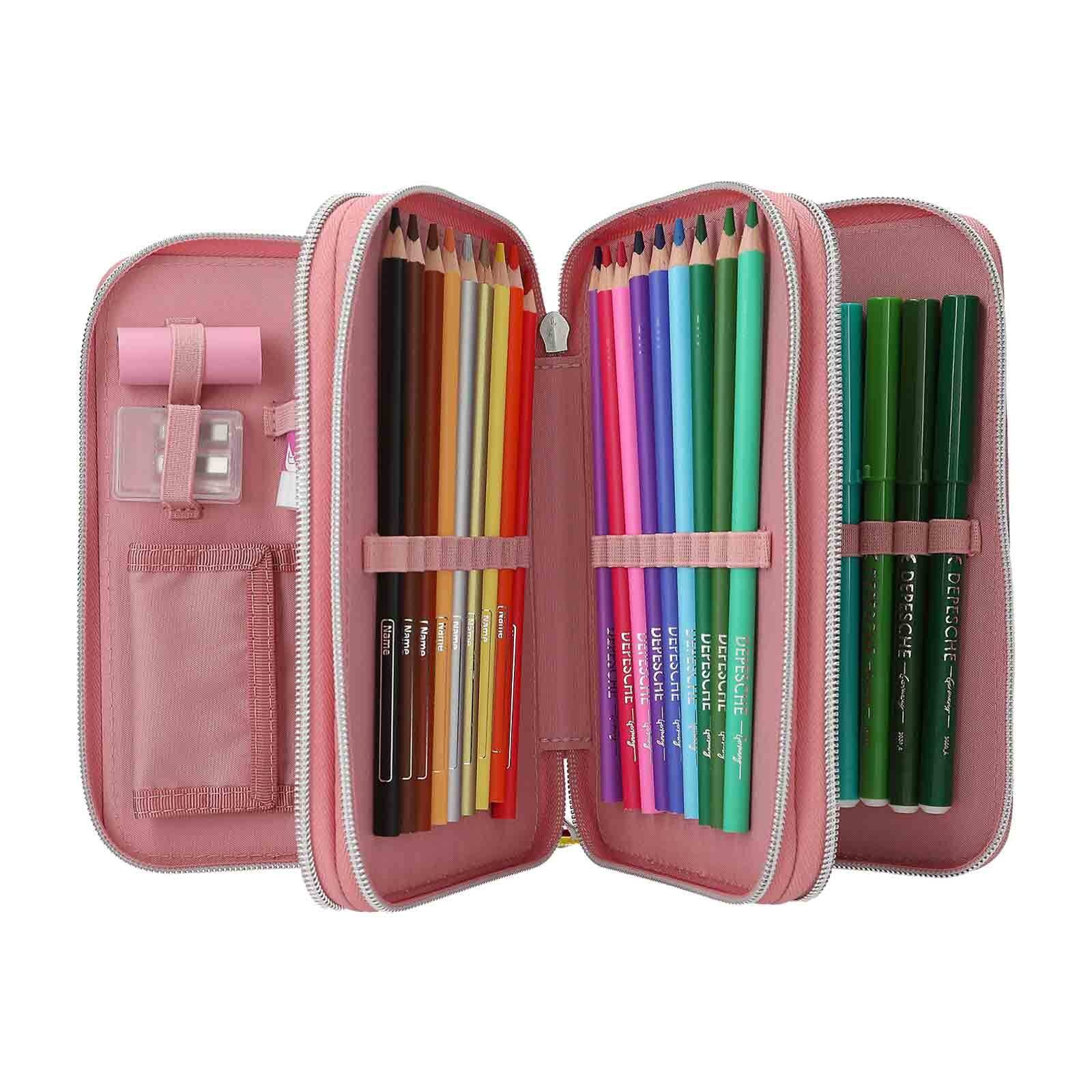Depesche Buntstift »3-Fach Federtasche mit Affen-Applikation JUICY inkl. Stifte TOPModel 7,5 x 13 x 20 cm altrosa«