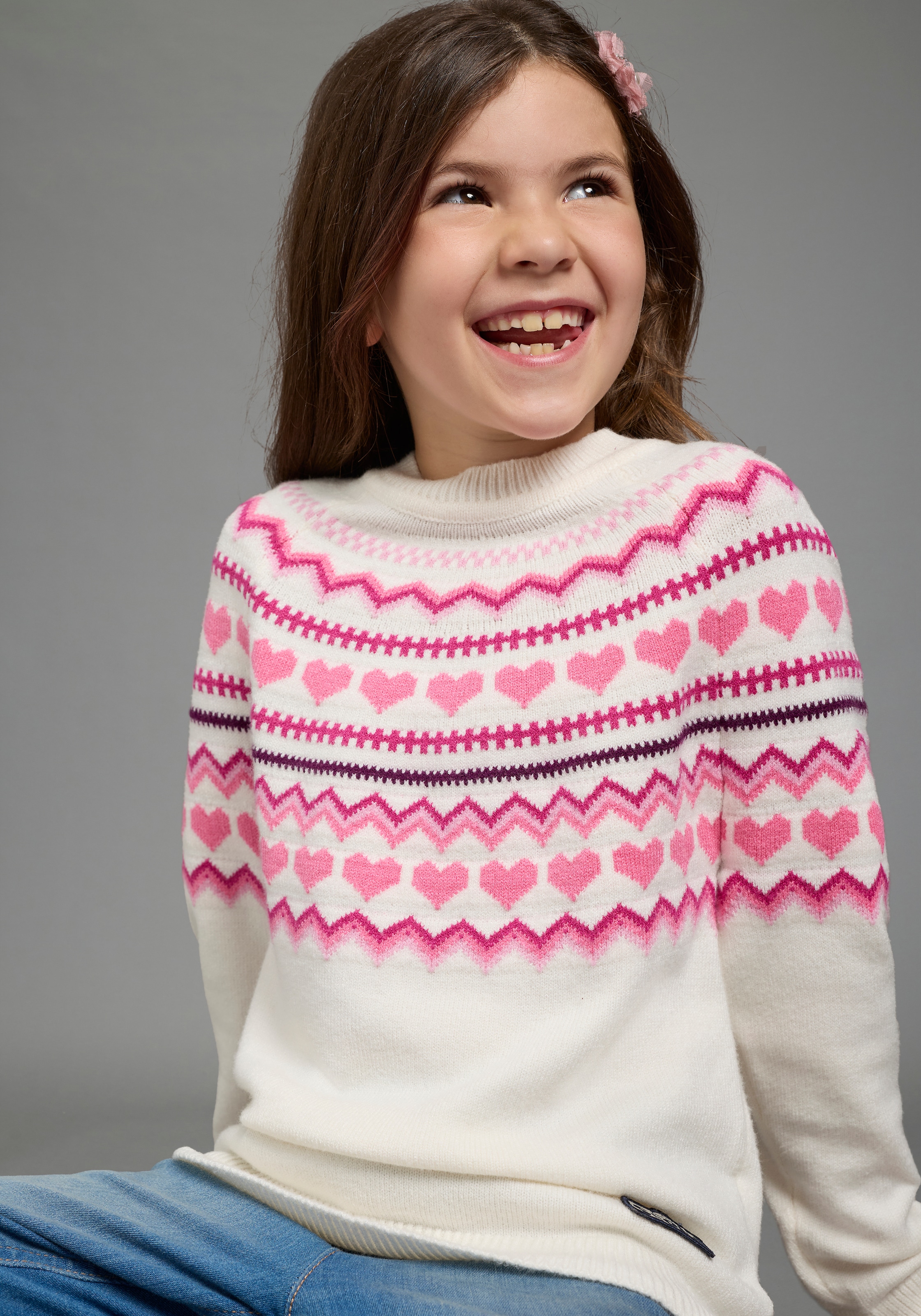 Scout Strickpullover »Jaccquard Pullover - Herzendesign - NEU von SCOUT« Herz-Jaccquard Pullover, kuschelig weich, elastisches Strickmaterial