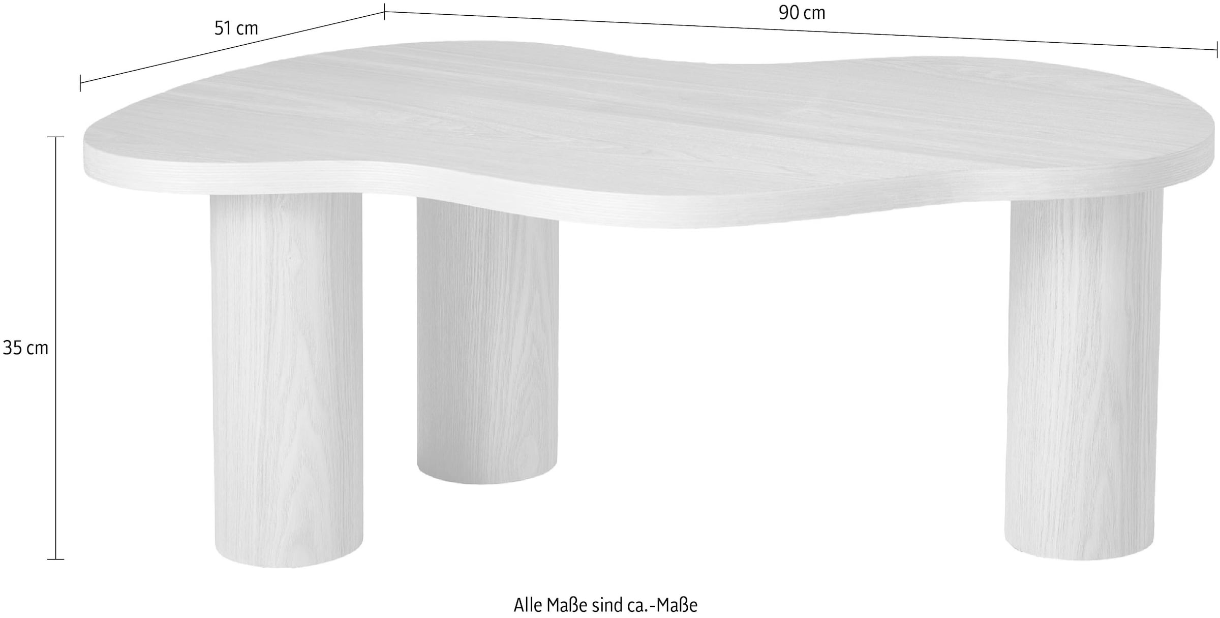 SalesFever Couchtisch »Couchtisch 90x51 cm« Markante organische Form mit skulpturalem Charakter