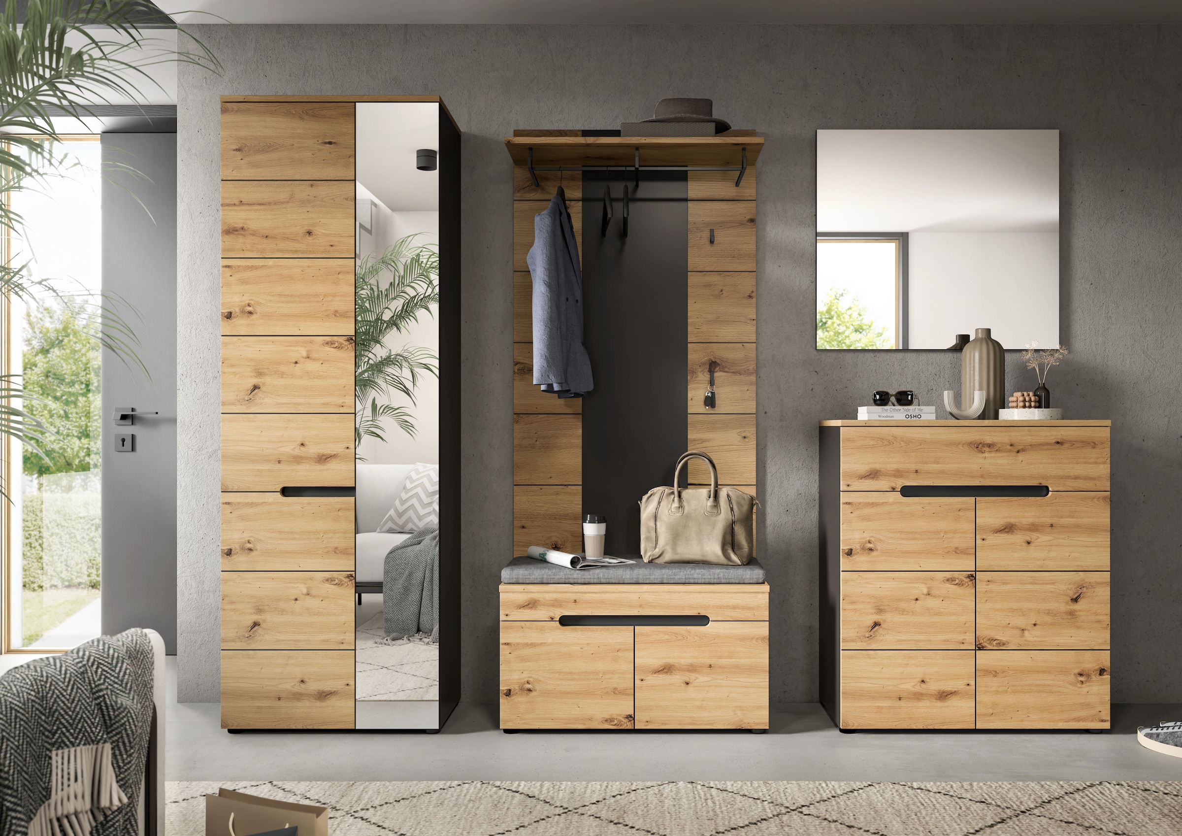 INOSIGN Garderoben-Set, (Set, 6 St., bestehend aus: Schrank, Sitzbank, Sitz günstig online kaufen