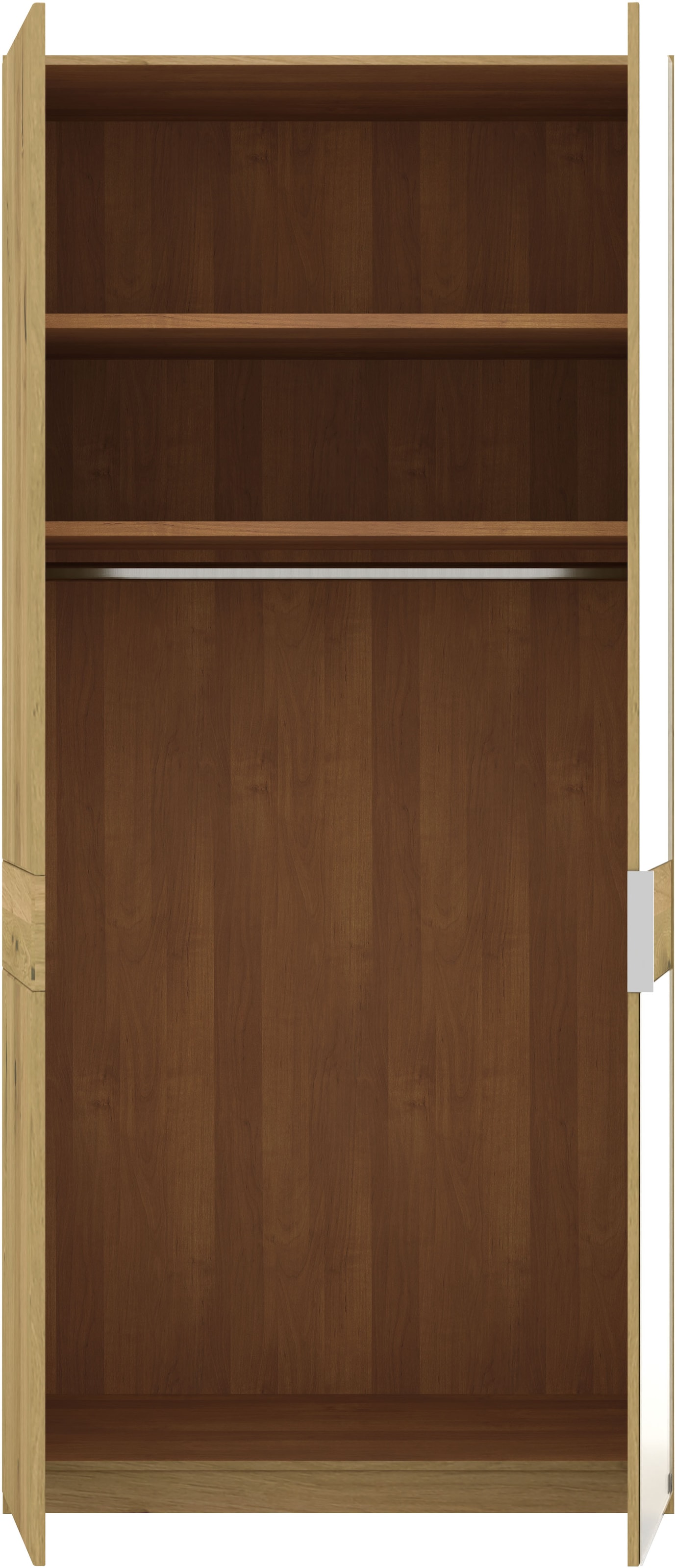 Musterring Drehtürenschrank »Savona, Kleiderschrank, Schrank, Garderobe, teilmassiv Eiche«, (mit Türdämpfern, mit Spiegel oder Glas, extra Böden, MADE IN GERMANY), Türen in Bianco-Eiche massiv, Spiegel-/Glastüren, verschiedene Größen