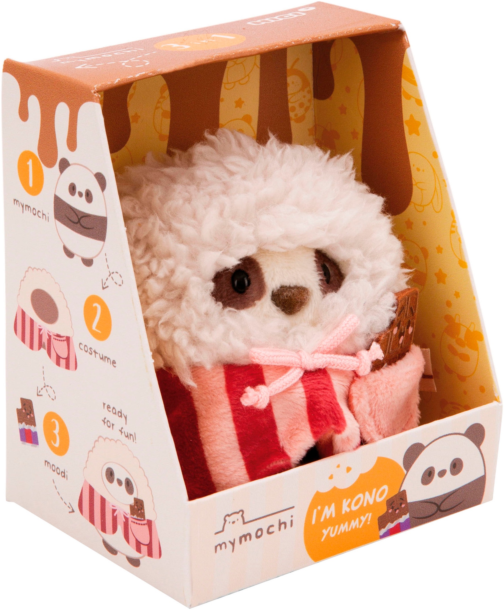 Nici Kuscheltier »mymochi, Set Panda Kono 8 cm mit Schokolade und Popcornkostüm«