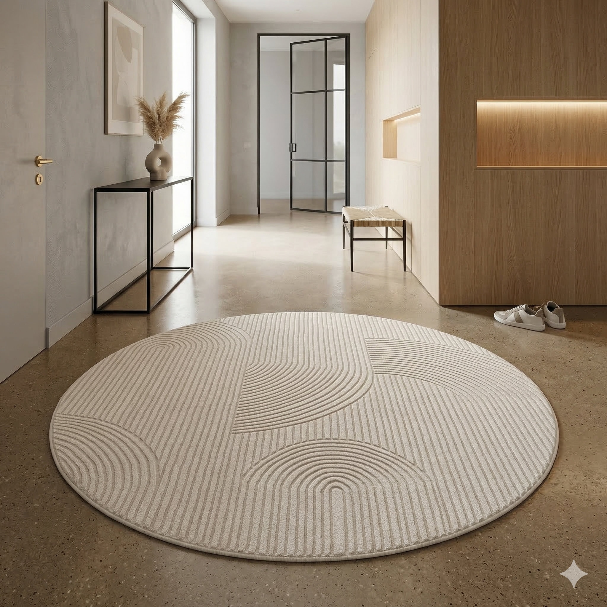 Sehrazat Teppich "Moda 1100, auch als Läufer" rund 11 mm Höhe Kurzflor, grafisches Hoch Tief Muster, Wohnzimmer