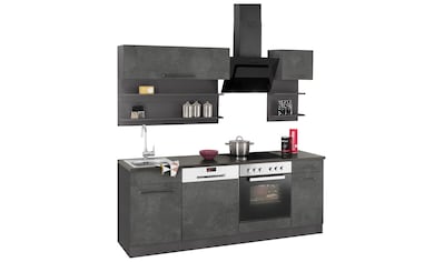 HELD MÖBEL Küchenzeile »Tulsa«, mit E-Geräten, Breite 210 cm, schwarze Metallgriffe,... kaufen