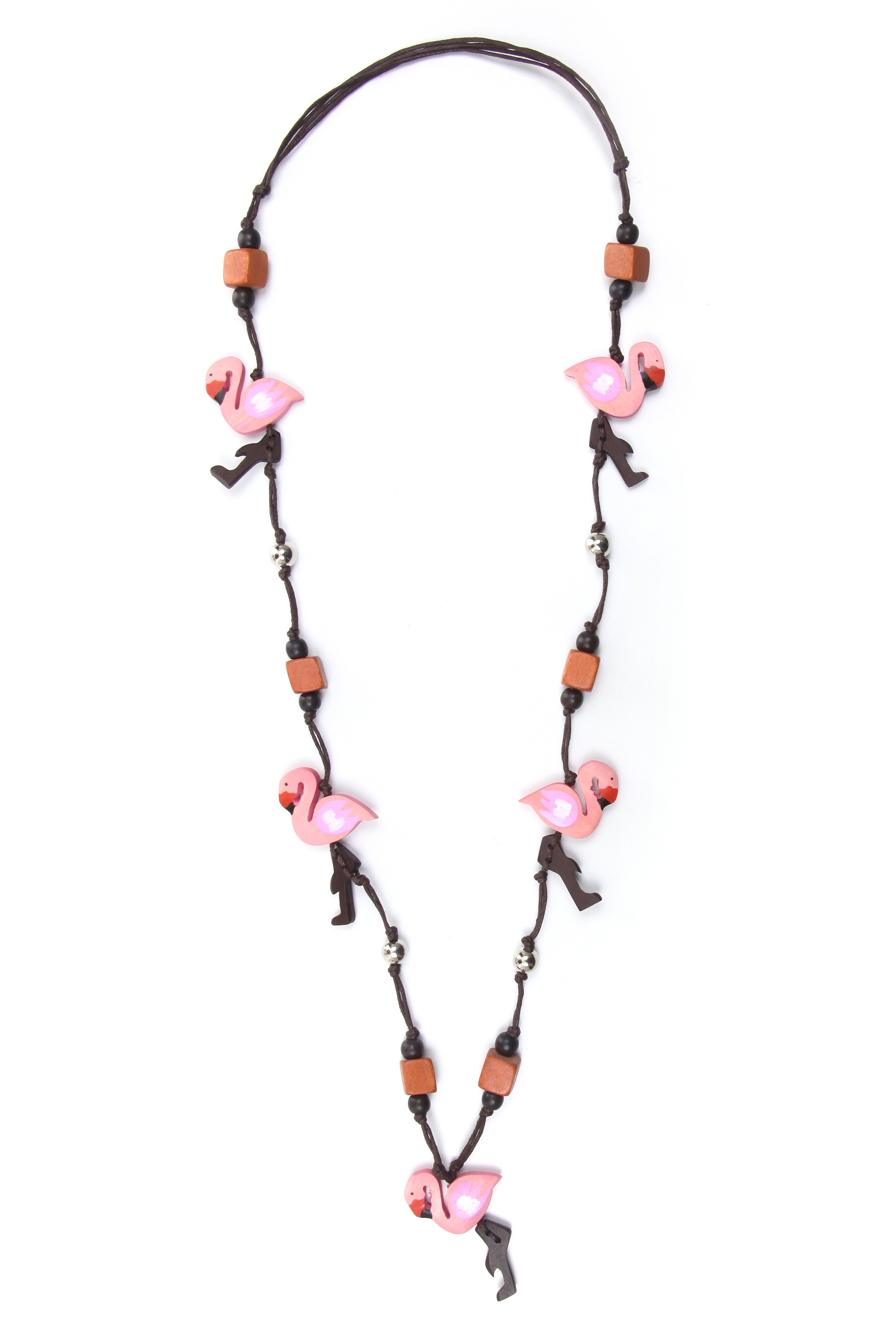 Lange Kette »Flamingo«, kleine Holzflamingos