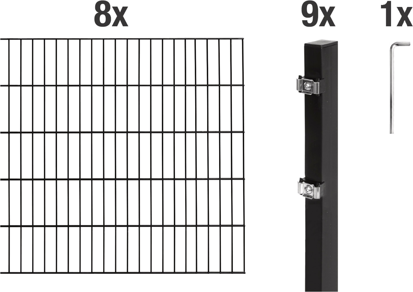 Alberts Doppelstabmattenzaun "Grundset" Höhe: 80-200 cm, Gesamtlänge: 4-30 m, zum Einbetonieren