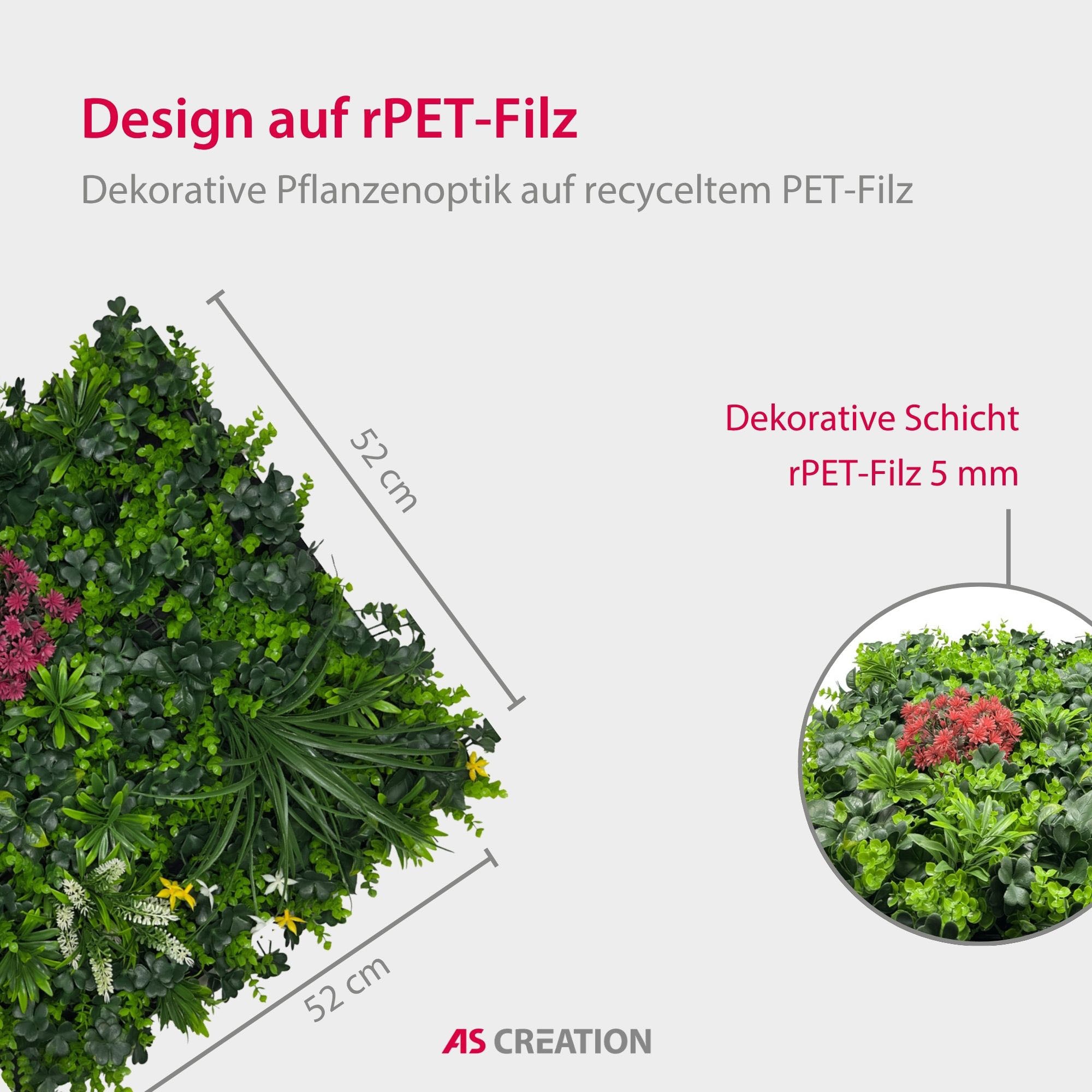 Architects Paper 3D Wandpaneel »A.S. Création Modular Wall Wandpaneel Pflanzenoptik« 1 tlg. Kunstpflanzen auf rPET-Filz für farbstarke botanische 3D-Wände