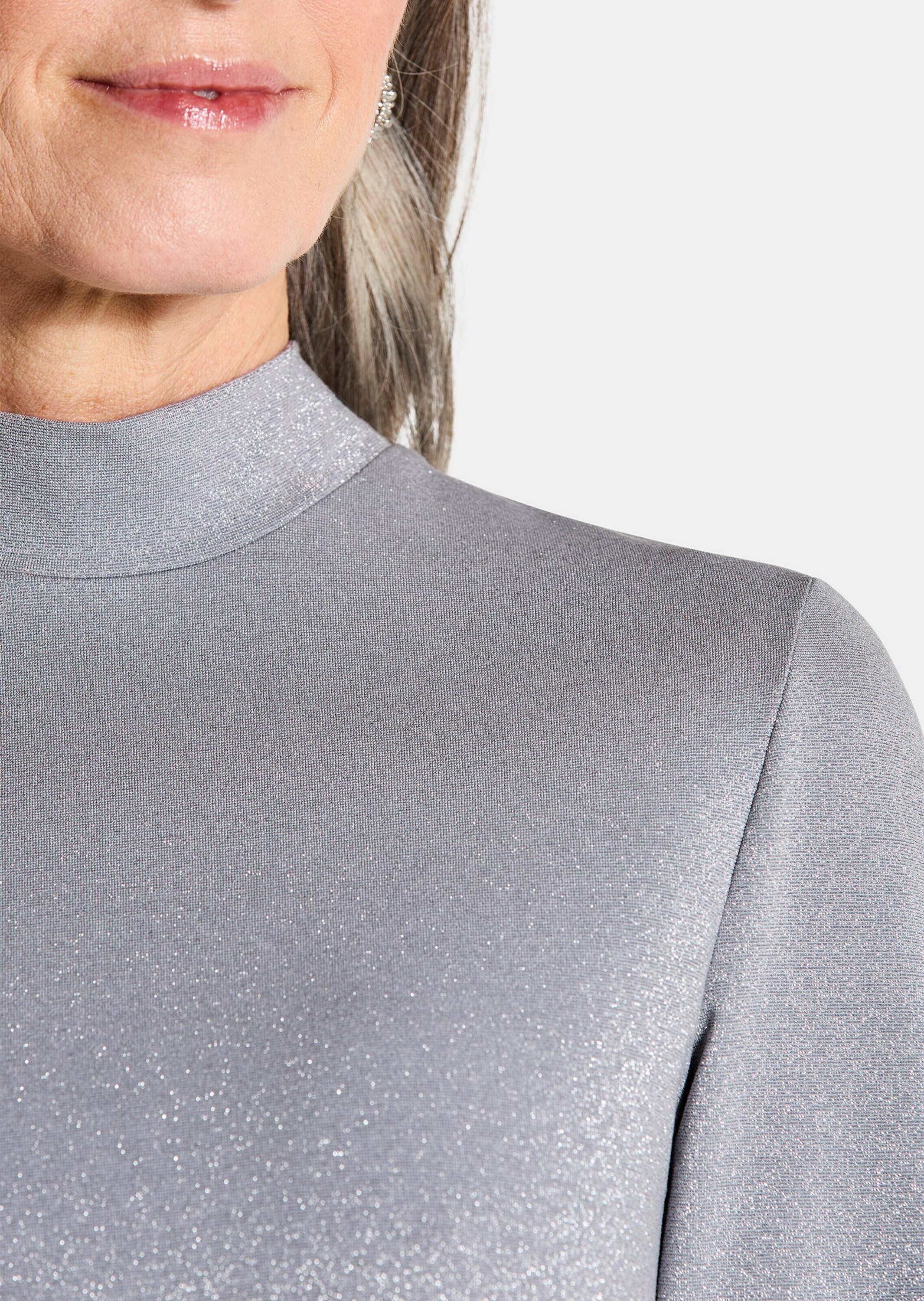 GOLDNER Langarmshirt »Kurzgröße Shirt aus glänzendem Viskose-Jersey«