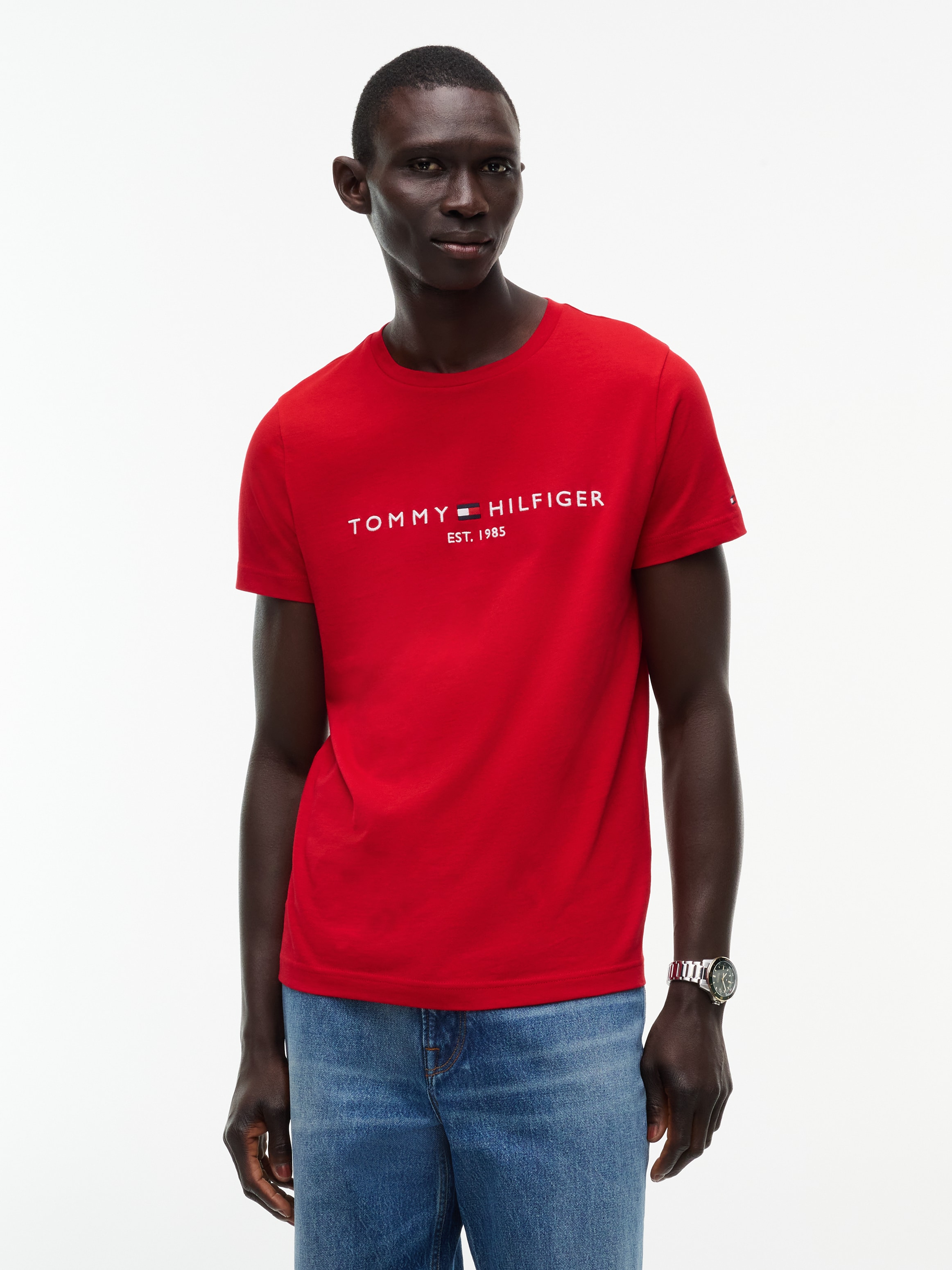 Tommy Hilfiger T-Shirt "TOMMY LOGO" aus reiner Baumwolle
