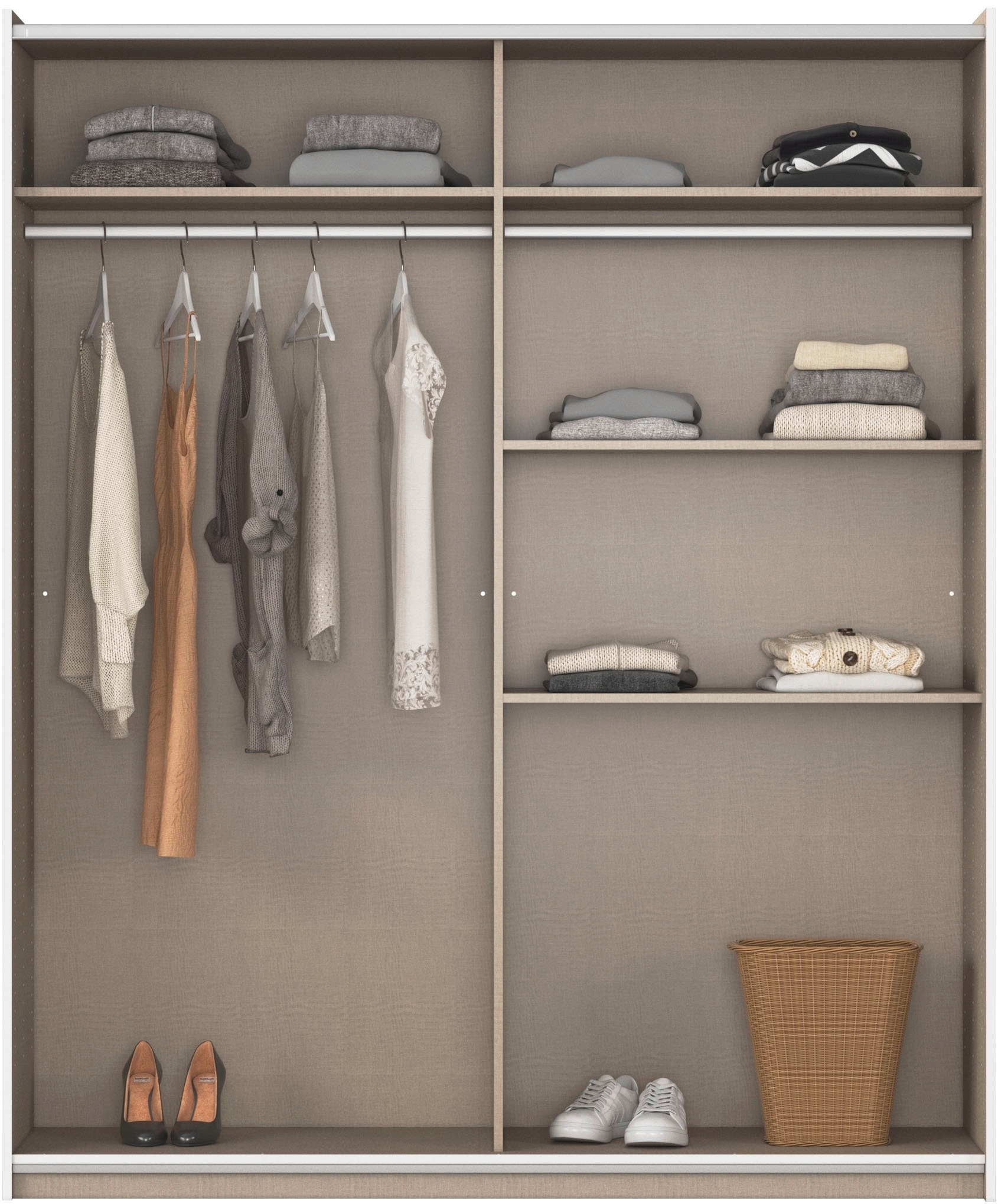 rauch Schwebetürenschrank »Kleiderschrank Garderobe TOPSELLER AURELIO mit 3 Ausstattungsvarianten«, 3 verschiedene Ausstattungsvarianten Griffe aus Metall MADE IN GERMANY