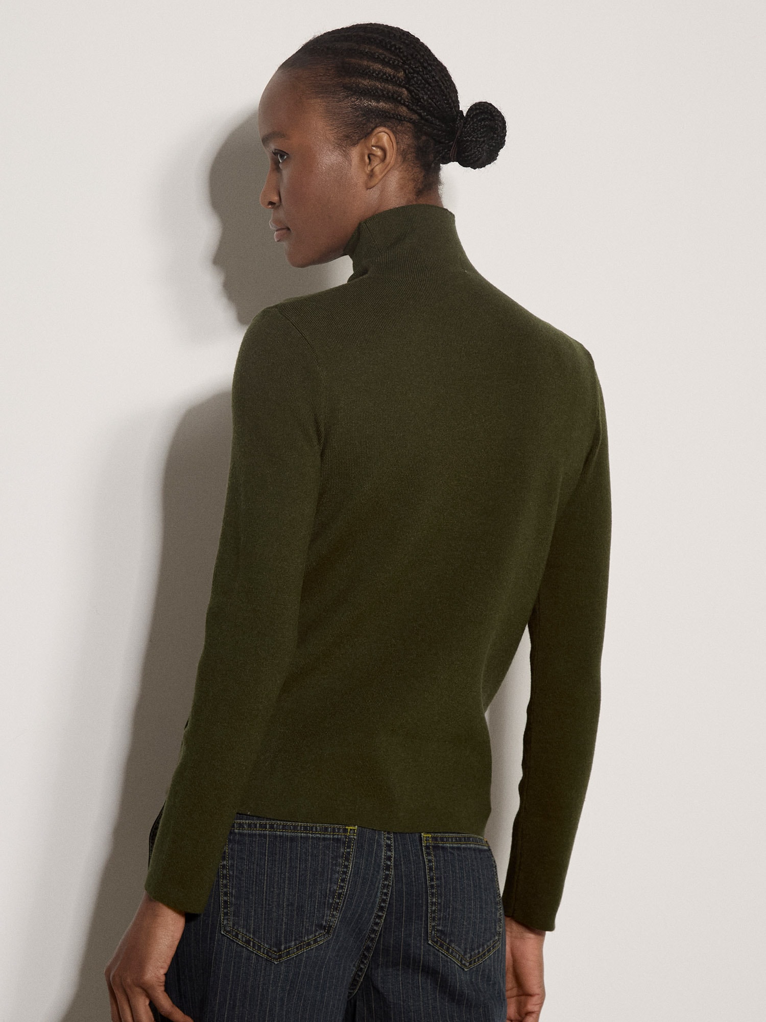 Apricot Rollkragenpullover »Asymmetrischer Cardigan« aus geripptem Strick