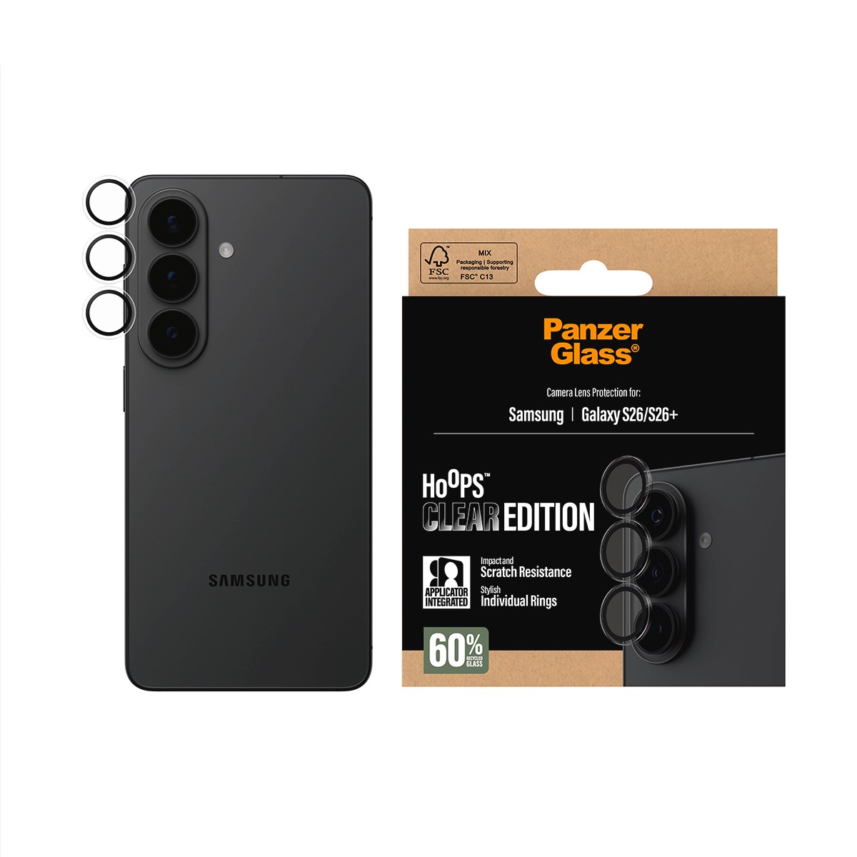 Samsung Galaxy S26 / S26+ (Plus) PanzerGlass Hoops - Kamerabeskyttelse - Gjennomsiktig