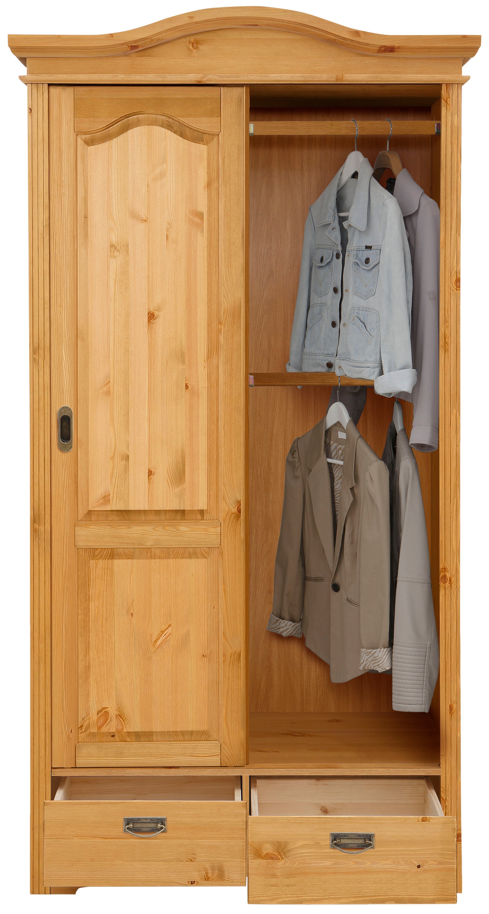 Home affaire Schiebetürenschrank »Konrad«, (B/H/T ca. 111/207/64 cm), Breite 111 cm, aus massiver, FSC®-zertifizierter Kiefer