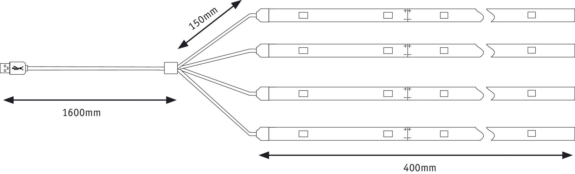 Paulmann LED-Lichterkette »Outdoor Mobile Parasol light 3000K 4x0,4m«, 4 St.-flammig, Schirmbeleuchtung