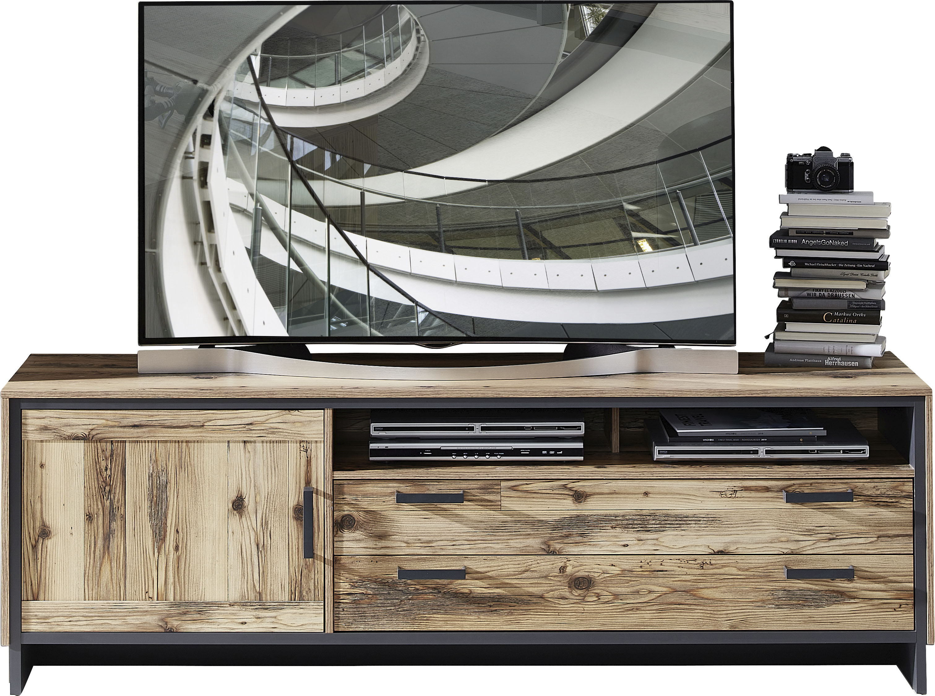 Innostyle TV-Board Prato, Breite 184 cm, 1 Holztür, 2 Schubkästen mit Doppelzarge, 2 offene Fächer