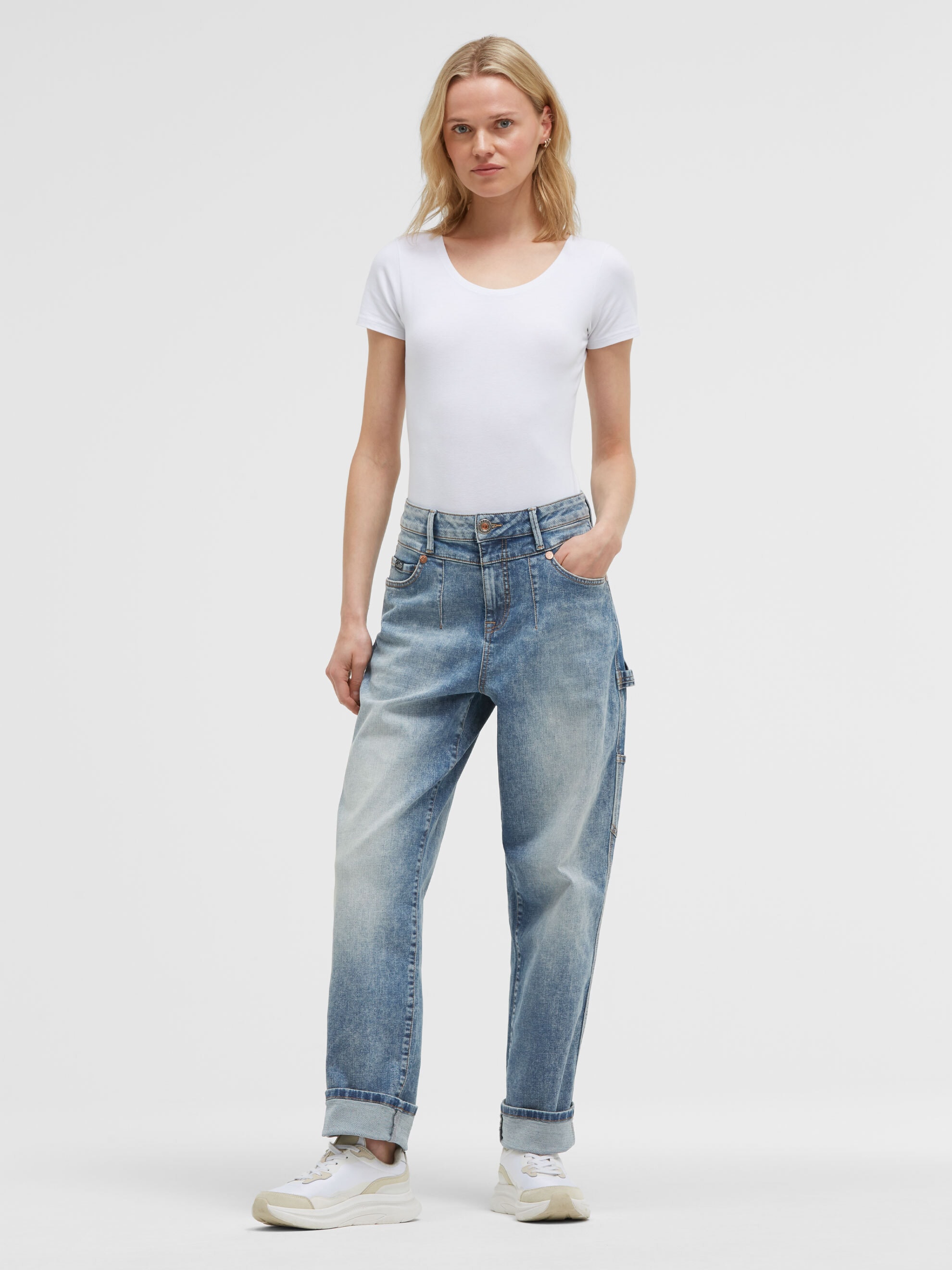 SOCCX Loose-fit-Jeans mit schmalem Bein
