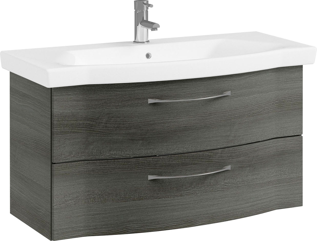 Saphir Badmöbel-Set »6005 Sprint 4-teilig, Keramik-Waschtisch mit LED-Spiegelschrank«, (5 St.), Unterschrank, Midischrank, inkl. Türdämpfer, 5 Türen, 5 Schubladen