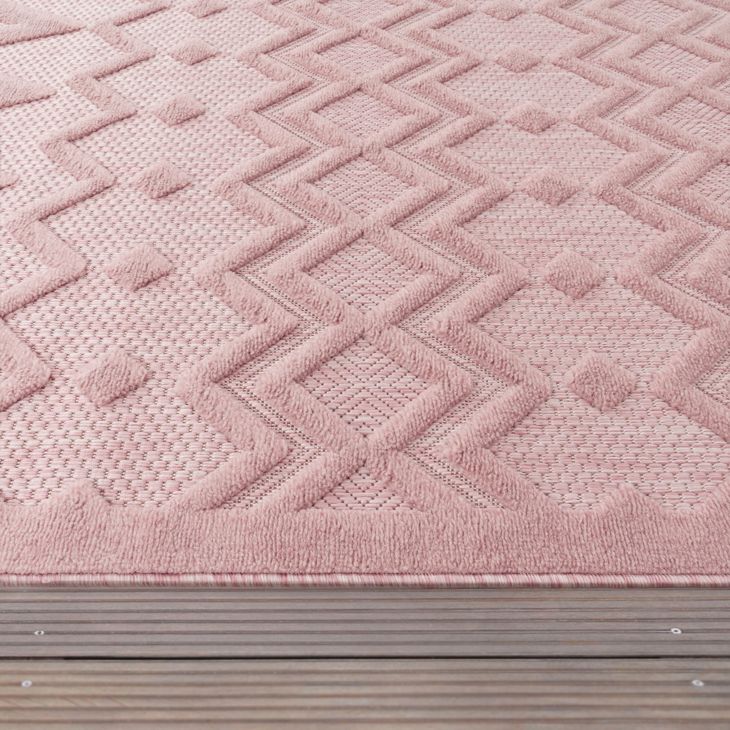 Paco Home Teppich »Livorno 671«, Rauten Muster, geeignet Outdoor BAUR Uni-Farben, Effekt, Scandi, rechteckig, Hoch-Tief 
