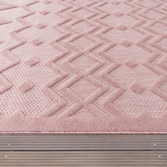 Paco Home Teppich »Livorno 671«, rechteckig, Uni-Farben, Scandi, Rauten  Muster, Hoch-Tief Effekt, Outdoor geeignet | BAUR