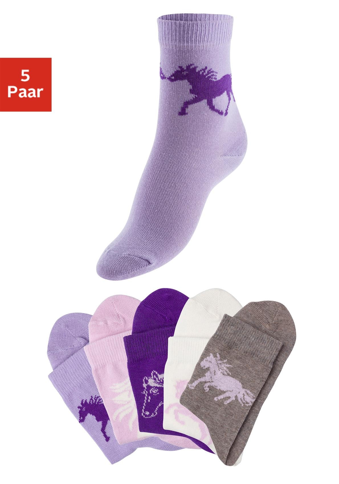 H.I.S Socken "Kindersocken" Packung, 5 Stk. tlg. mit Pferdemotiven