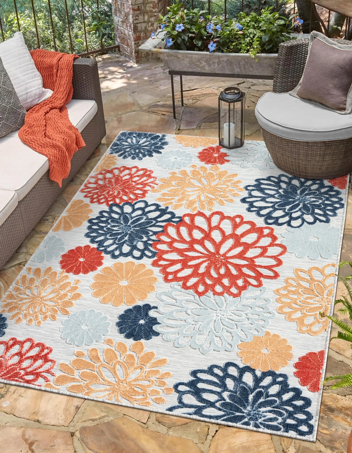 Myflair Möbel & Accessoires "Bloom, LAGERRÄUMUNG" rechteckig 8 mm Höhe Blumen Motiv, Hoch-Tief Effekt, Outdoor geeignet, Balkon, Terrasse