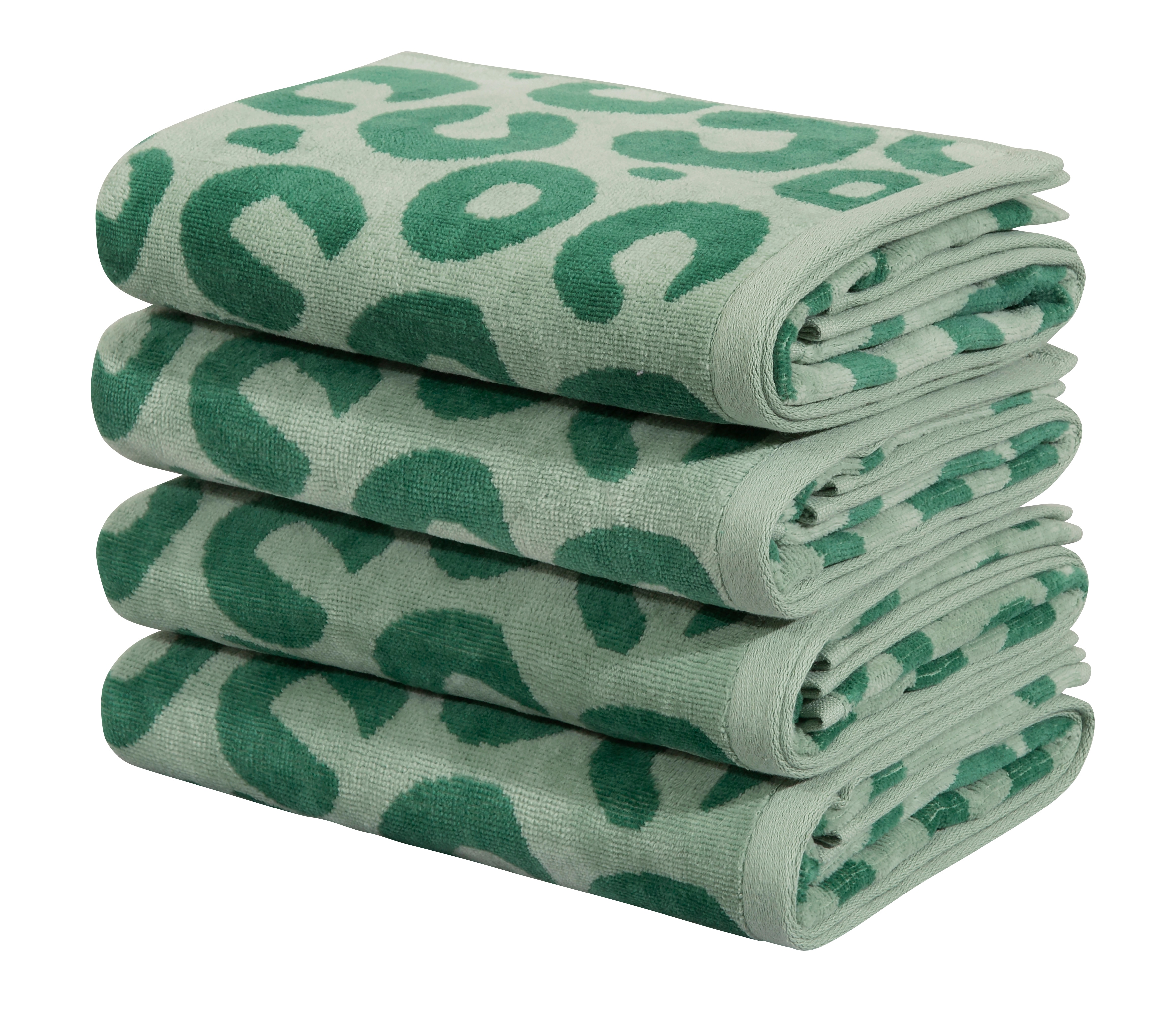 OTTO home Handtuch Set "Anna Leopardenmuster, 4-tlg Handtuch-Set, 50x100cm, 100% Baumwolle" Handtücher, weich, saugstark, modern, Leo, Animal Print