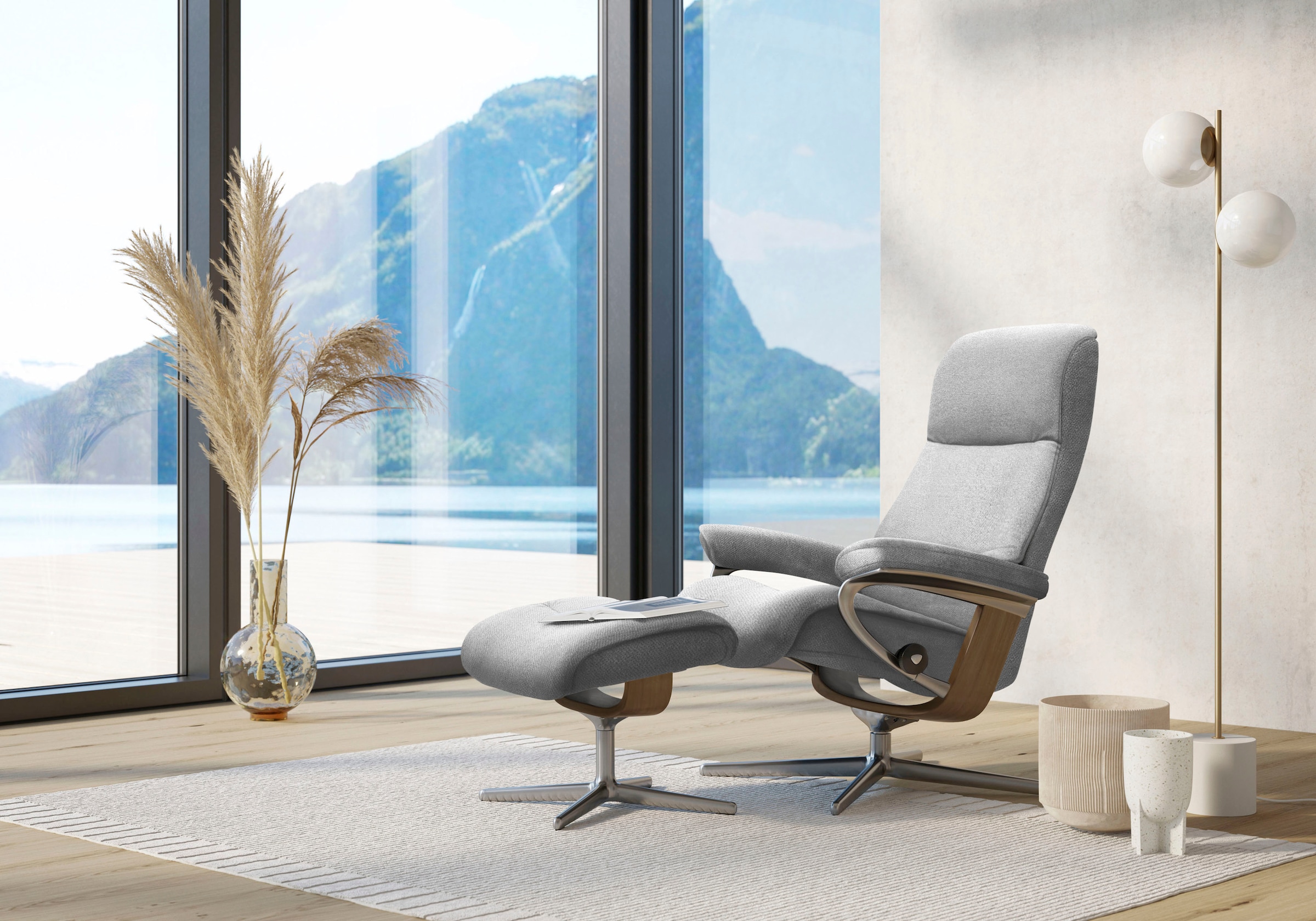 Stressless Fußhocker "View", mit Cross Base, Größe S, M & L, Holzakzent Eiche