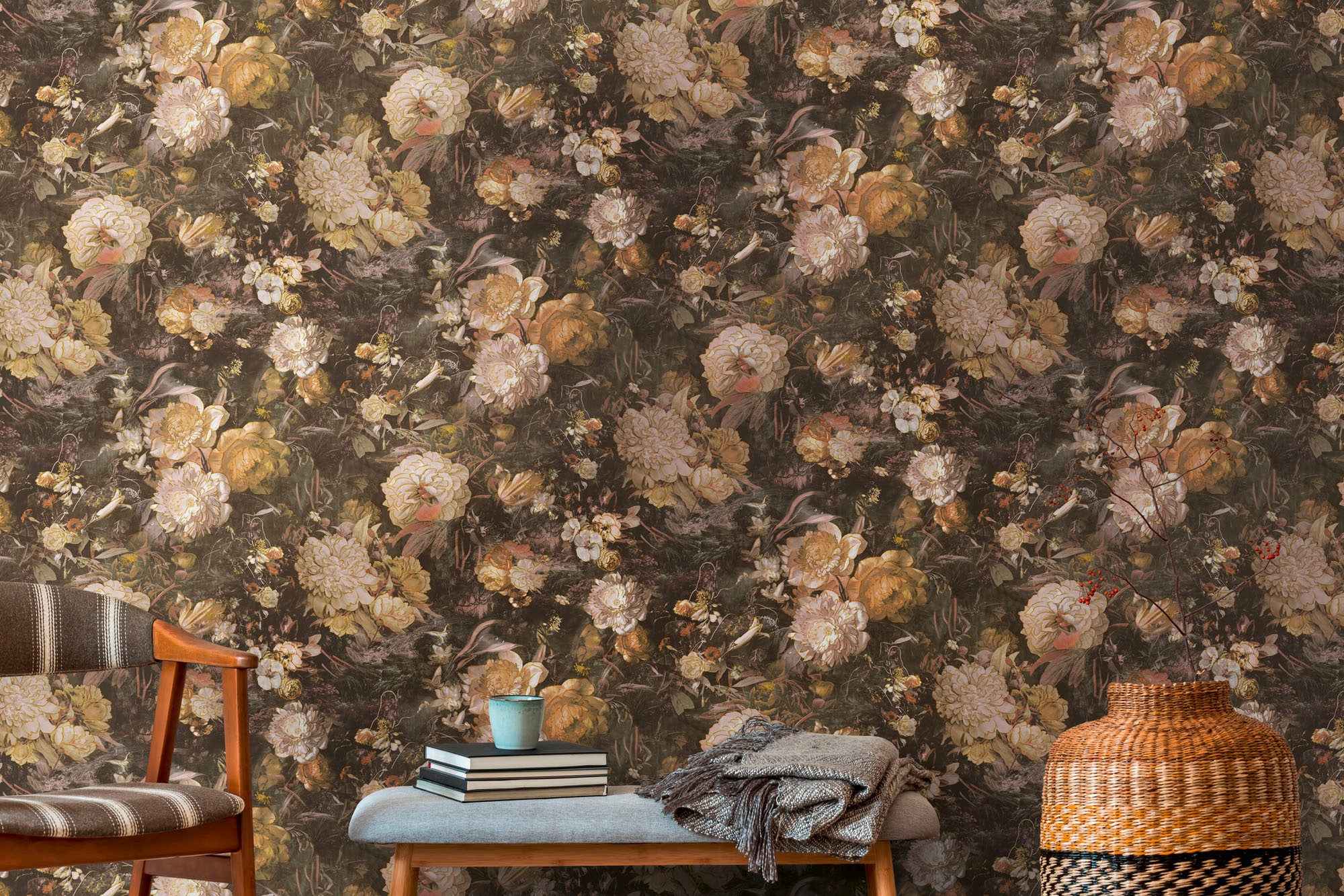 A.S. Création 1100000002199 "THE BOS Blumentapete Floral" abstrakt gemustert leicht glänzend leicht strukturiert Blumenwand Tapeten Wohnzimmer Schlafzimmer Küche modern Design Optik