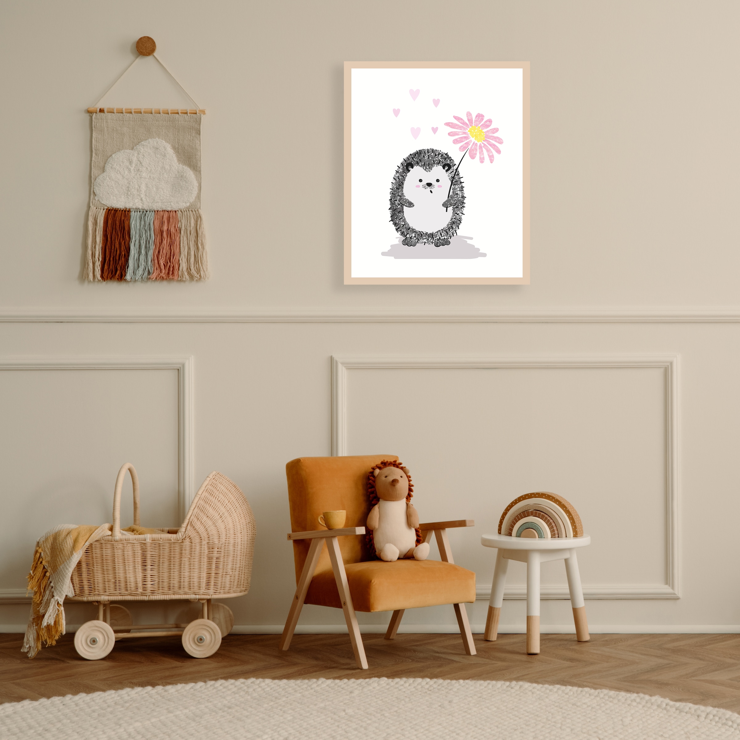 Lüttenhütt Bild mit Rahmen "oder Poster, Igel mit Herzen und Blume", Fantas günstig online kaufen