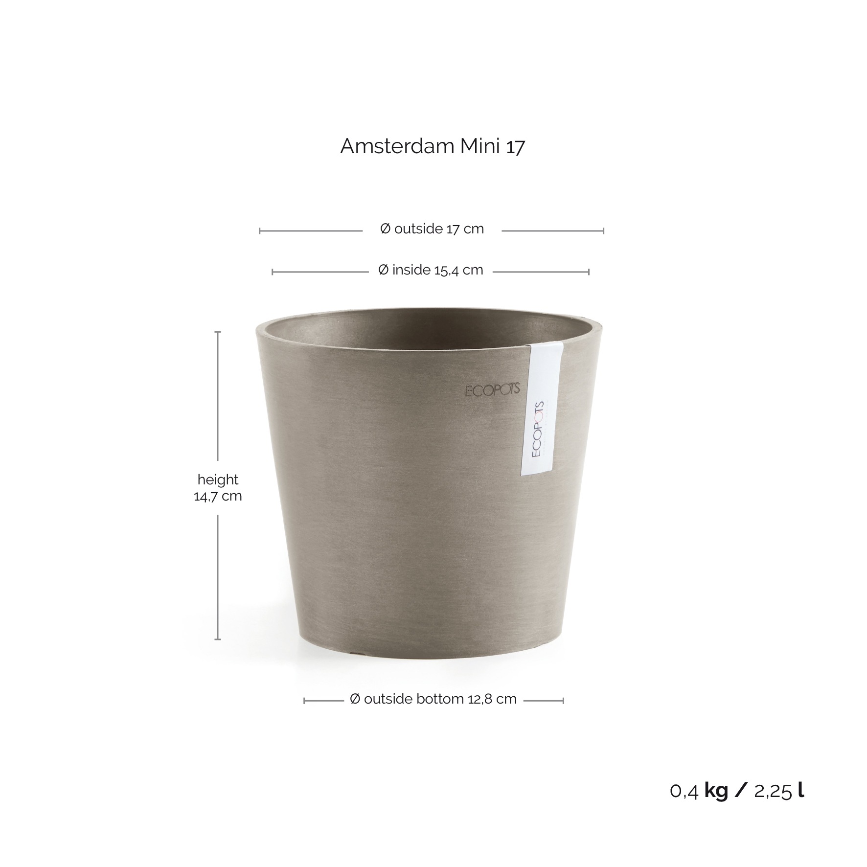 ECOPOTS Blumentopf »Amsterdam Mini«, (Set, 4 St.), in verschiedenen Größen