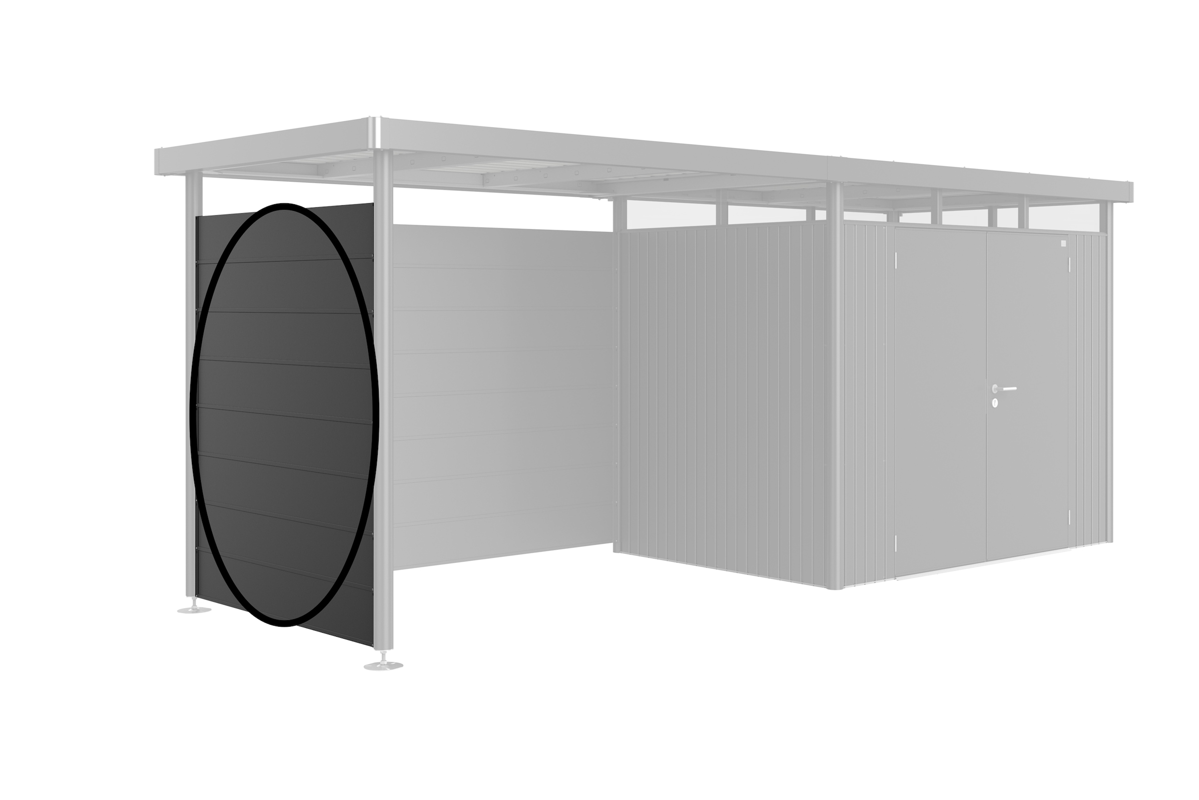 Biohort 1100000002199 "für Gerätehaus HighLine Seitendach H2, verschiedene Farben" dunkelgrau-metallic