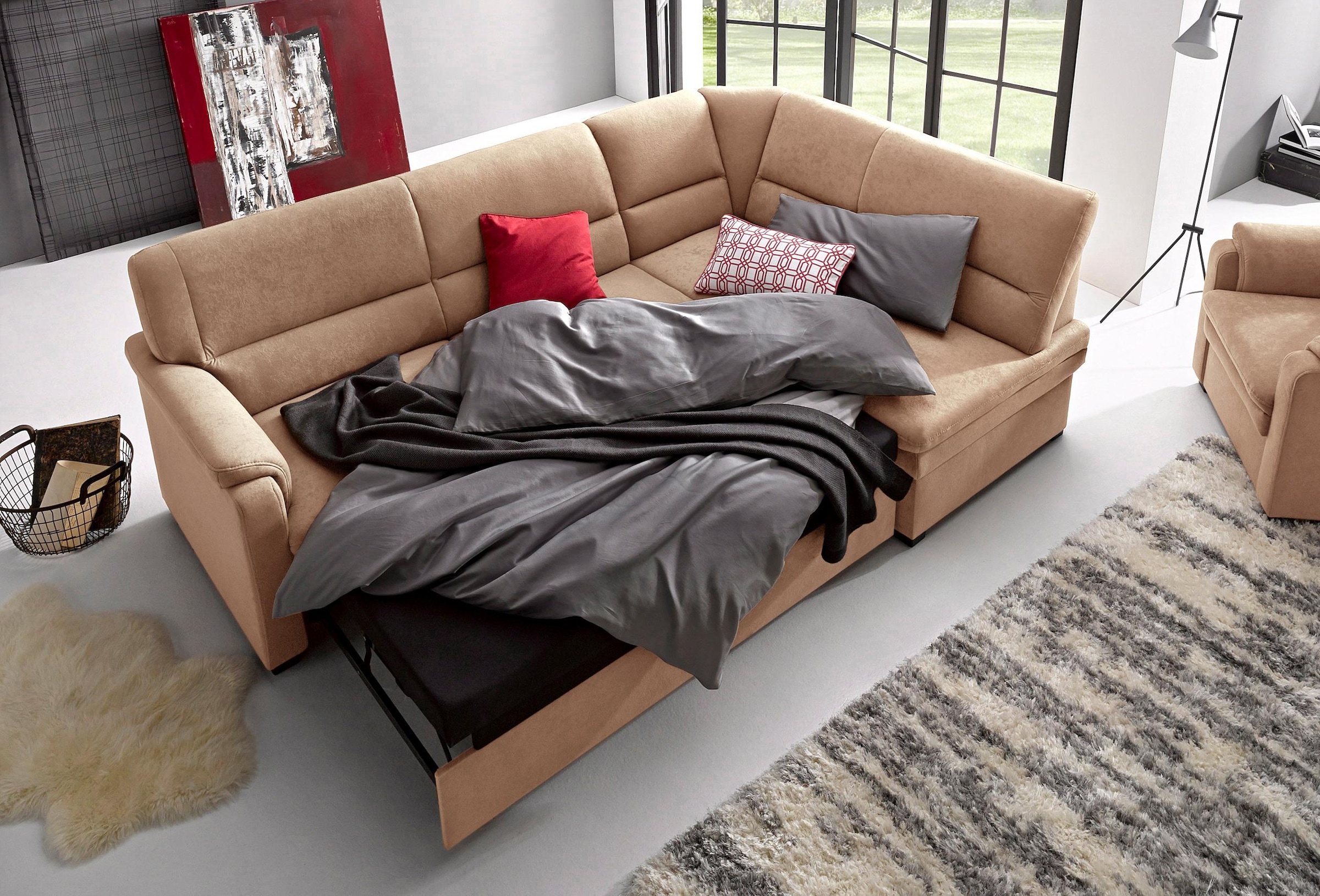 sit&more Ecksofa "Pisa L-Form", mit Federkern, wahlweise mit Bettfunktion