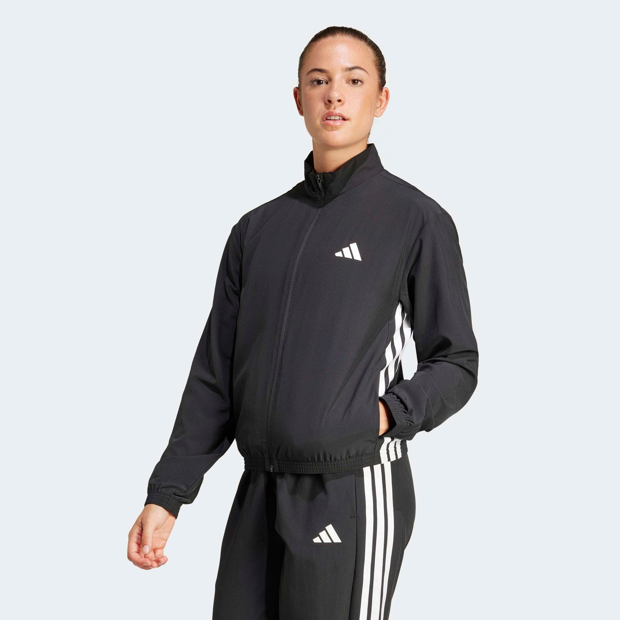 adidas Performance Trainingsjacke "TRAIN ESSENTIALS 3-STREIFEN WOVEN WARM-UP" mit Elasthan-Anteil, normale Länge