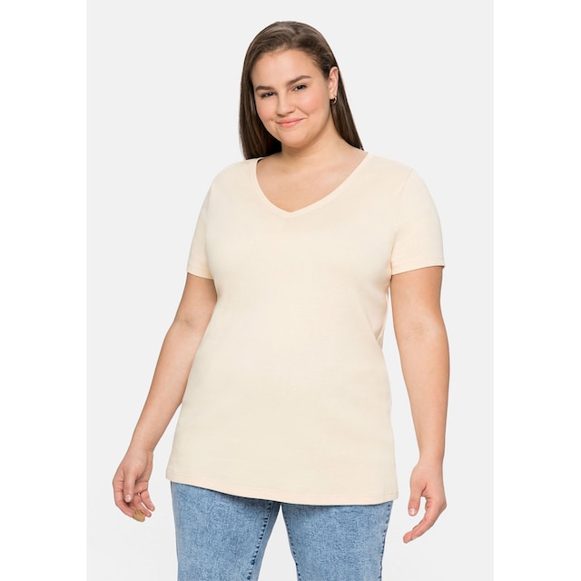 Sheego T-Shirt »Große Größen«, mit V-Ausschnitt für bestellen | BAUR