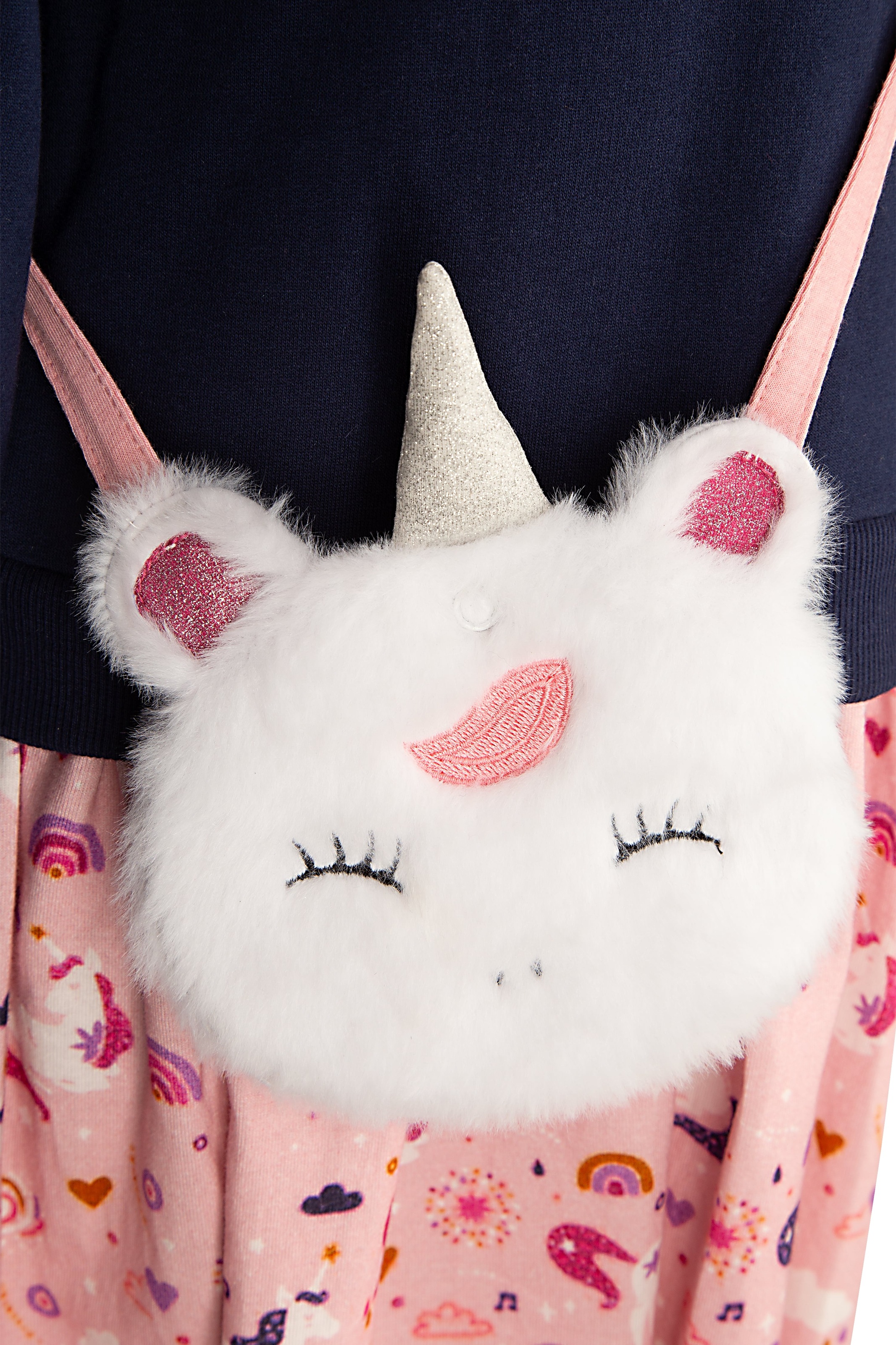 Thumbnail - happy girls Sweatkleid Set, 2 Stk. tlg. mit kleiner Umhängetasche im Einhorn-Look